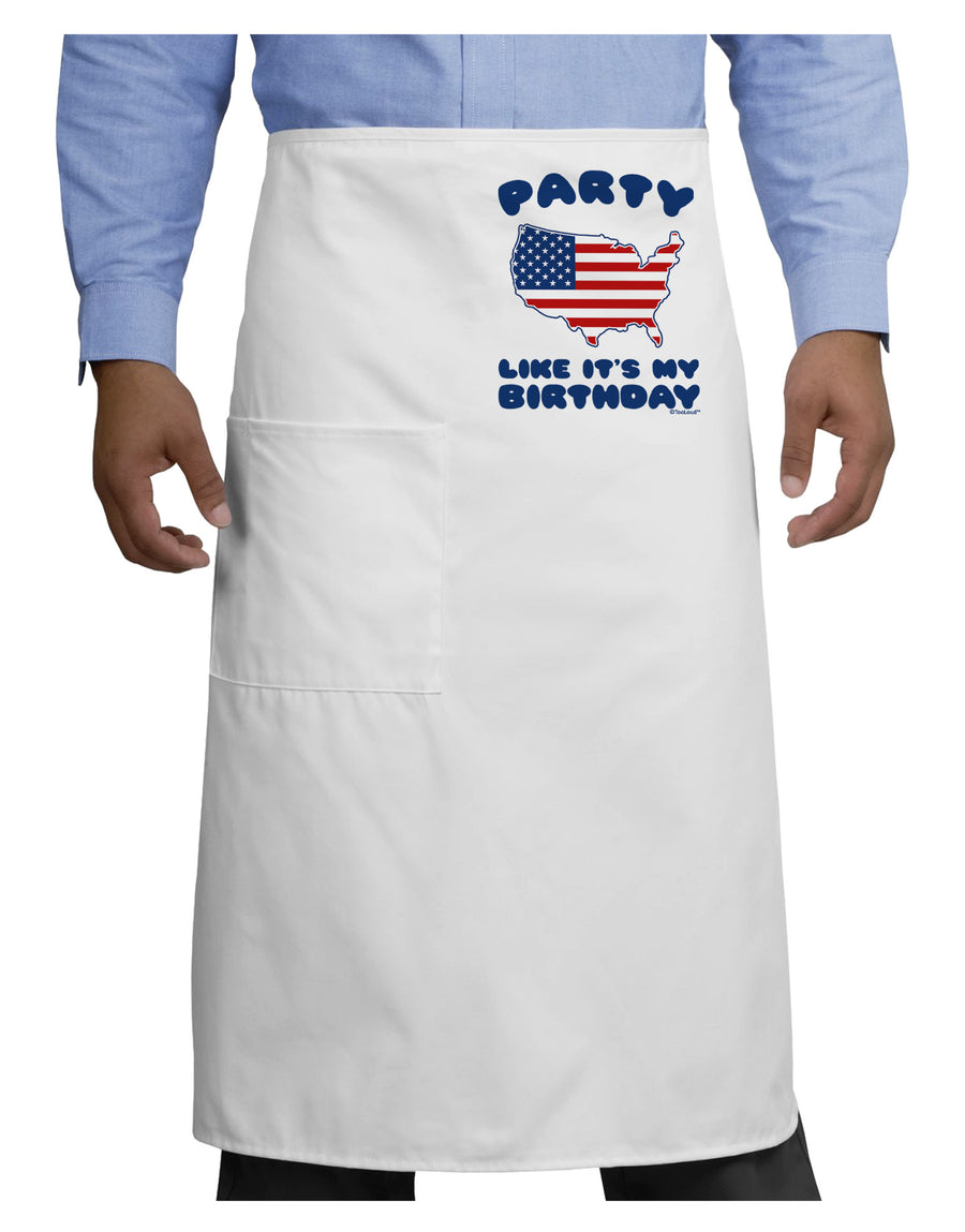 Party Like It's My Birthday - 4th of July Adult Bistro Apron-Bistro Apron-TooLoud-White-One-Size-Adult-Davson Sales