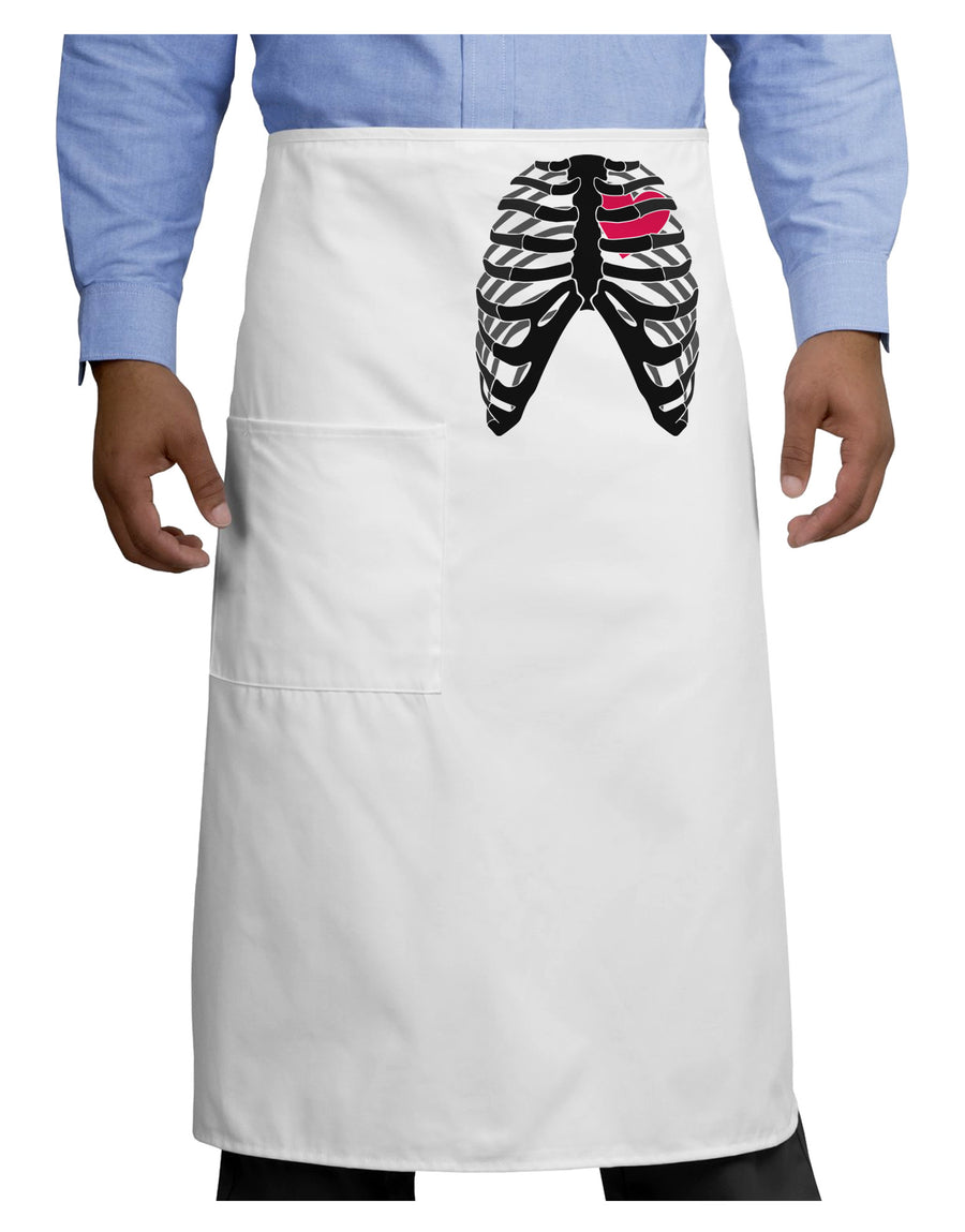 Black Skeleton Bones Ribcage with Heart Adult Bistro Apron-Bistro Apron-TooLoud-White-One-Size-Adult-Davson Sales