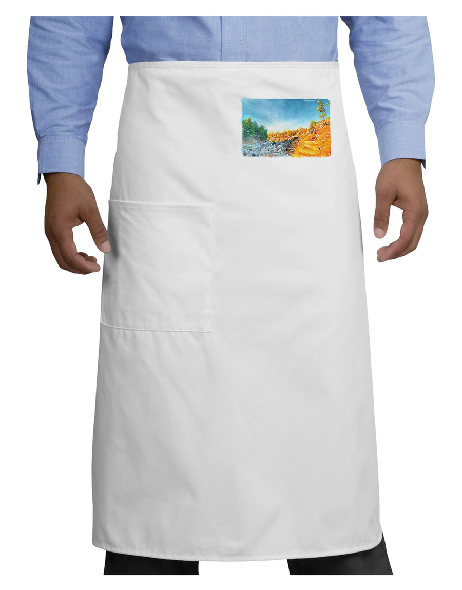 Castlewood Canyon Watercolor Adult Bistro Apron-Bistro Apron-TooLoud-White-One-Size-Adult-Davson Sales