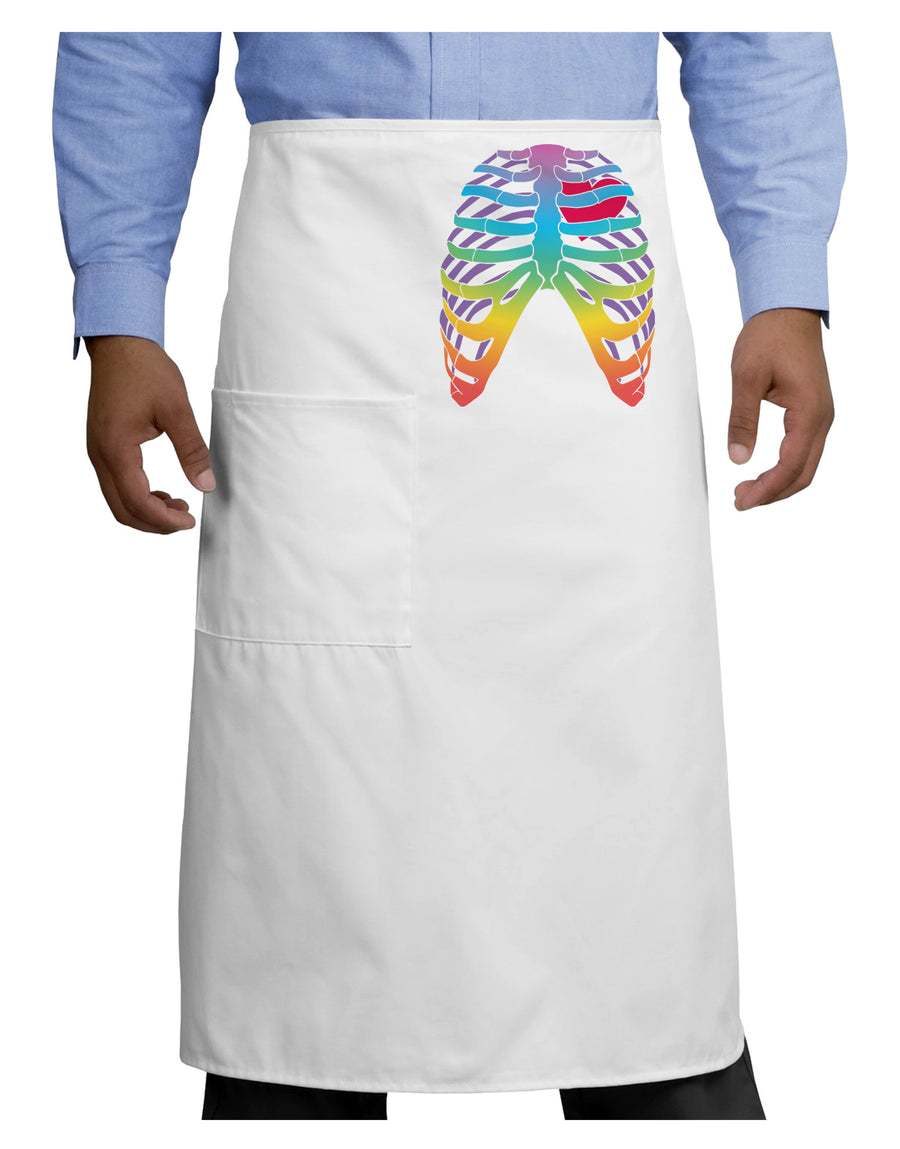 Rainbow Skeleton Ribcage with Heart Adult Bistro Apron-Bistro Apron-TooLoud-White-One-Size-Adult-Davson Sales