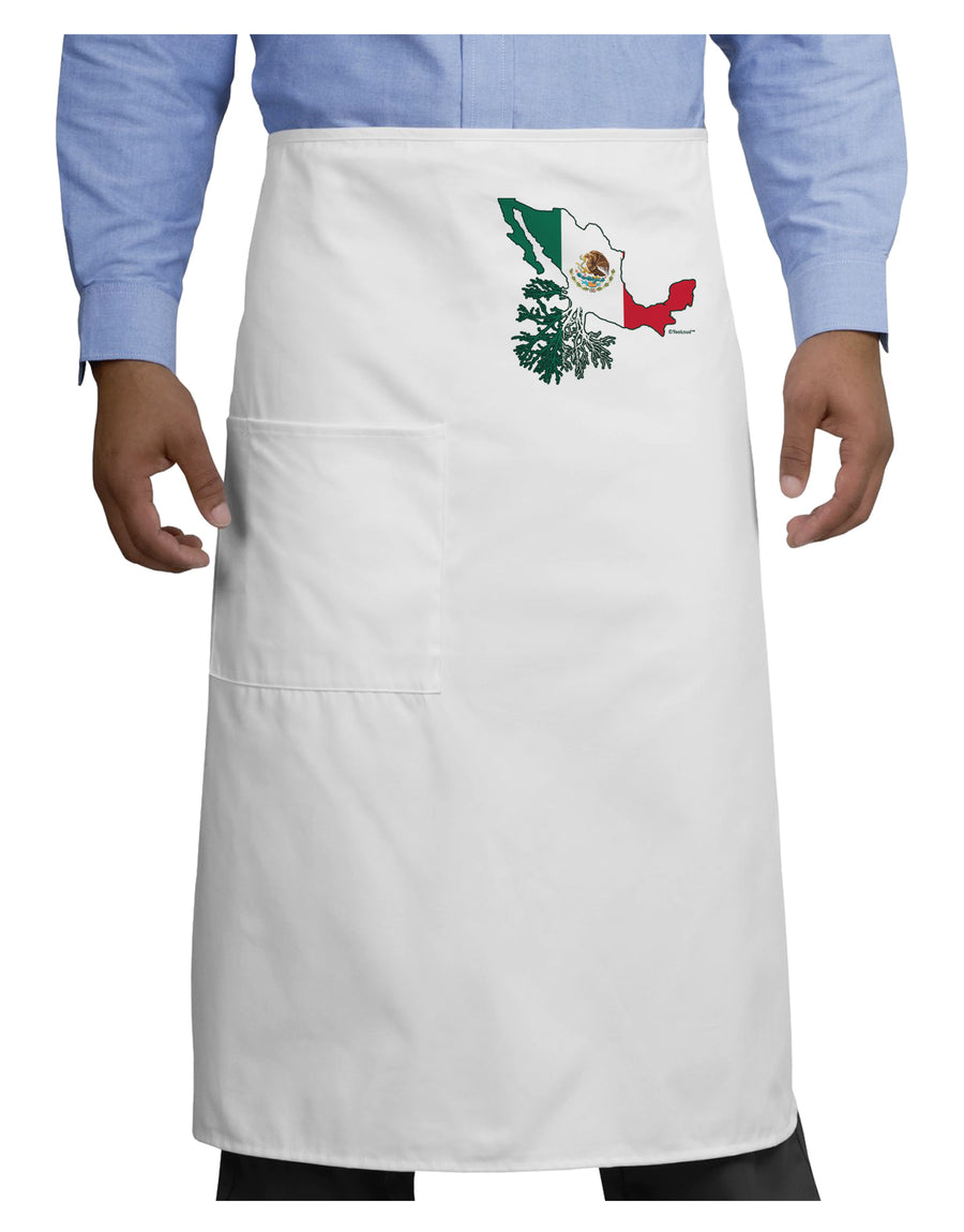 Mexican Roots - Mexico Outline Mexican Flag Adult Bistro Apron by TooLoud-Bistro Apron-TooLoud-White-One-Size-Adult-Davson Sales