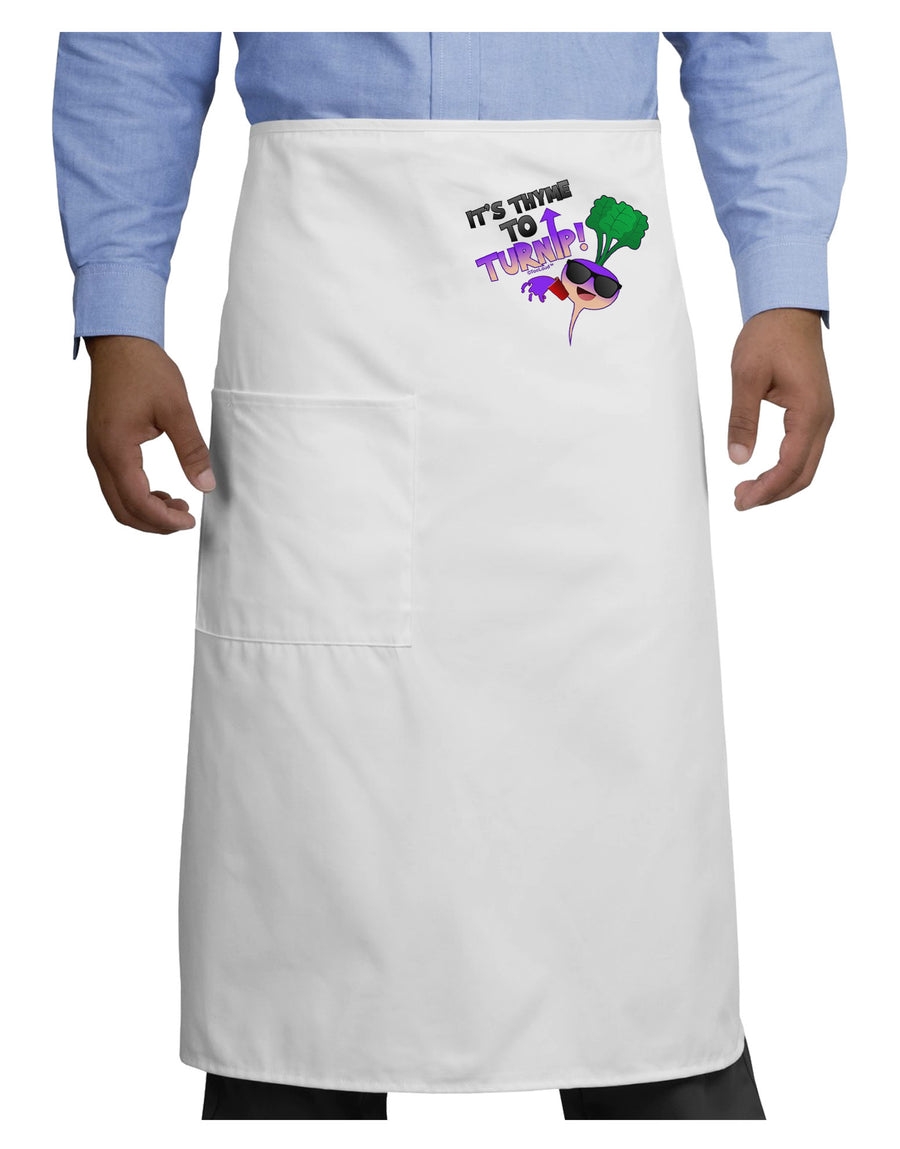 It's Thyme To Turnip Adult Bistro Apron-Bistro Apron-TooLoud-White-One-Size-Adult-Davson Sales