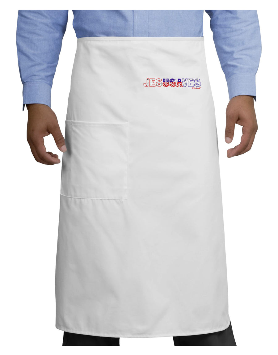 JesUSAves - Jesus Saves USA Design Adult Bistro Apron by TooLoud-Bistro Apron-TooLoud-White-One-Size-Adult-Davson Sales