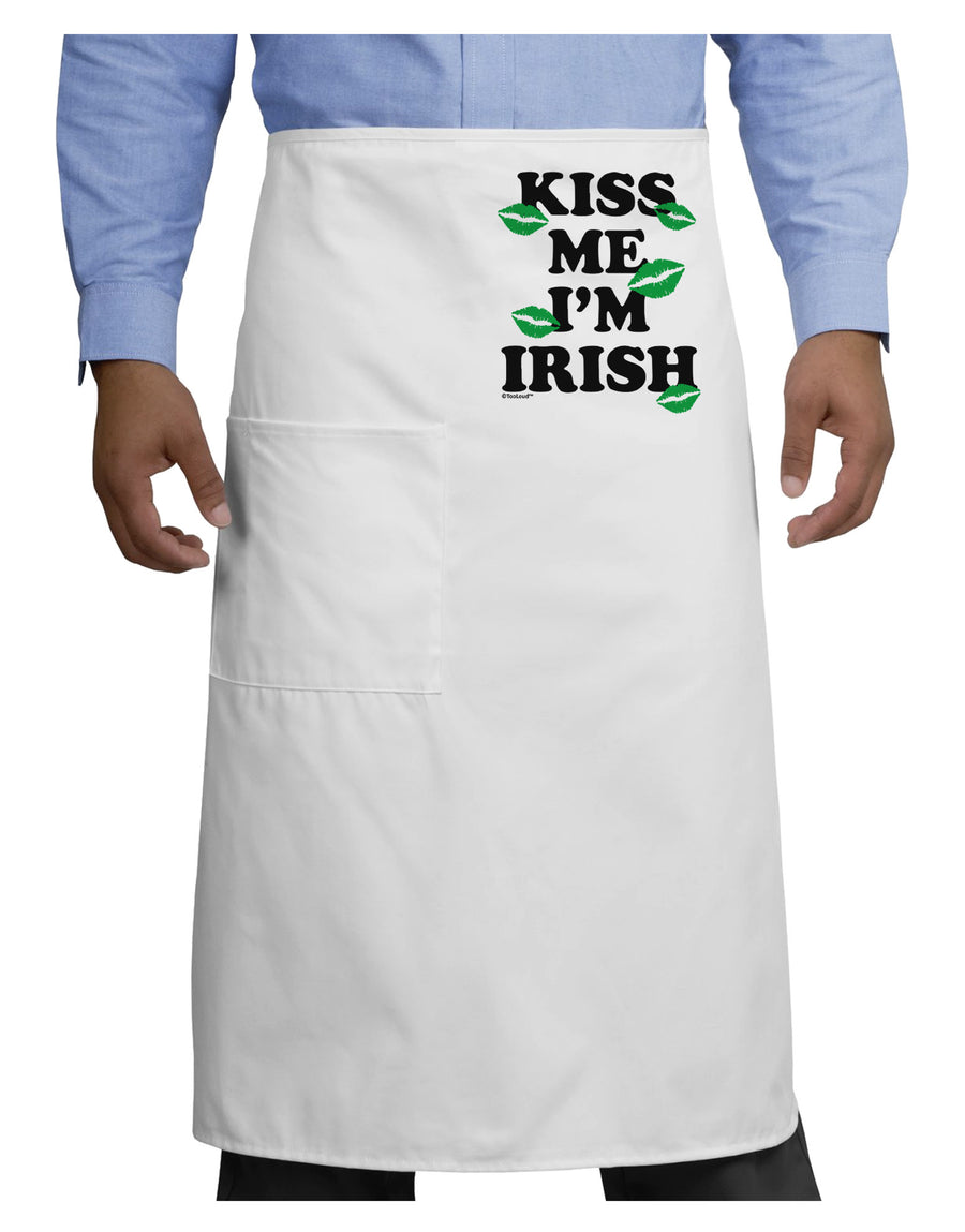 Kiss Me I'm Irish - Green Kisses Adult Bistro Apron by TooLoud-Bistro Apron-TooLoud-White-One-Size-Adult-Davson Sales