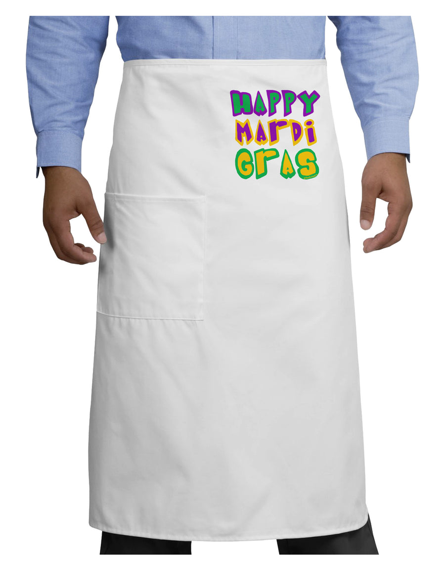 Happy Mardi Gras Text 2 Adult Bistro Apron-Bistro Apron-TooLoud-White-One-Size-Adult-Davson Sales