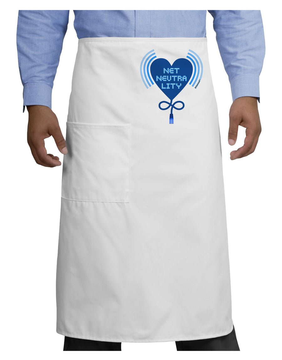 Heart Net Neutrality Adult Bistro Apron-Bistro Apron-TooLoud-White-One-Size-Adult-Davson Sales