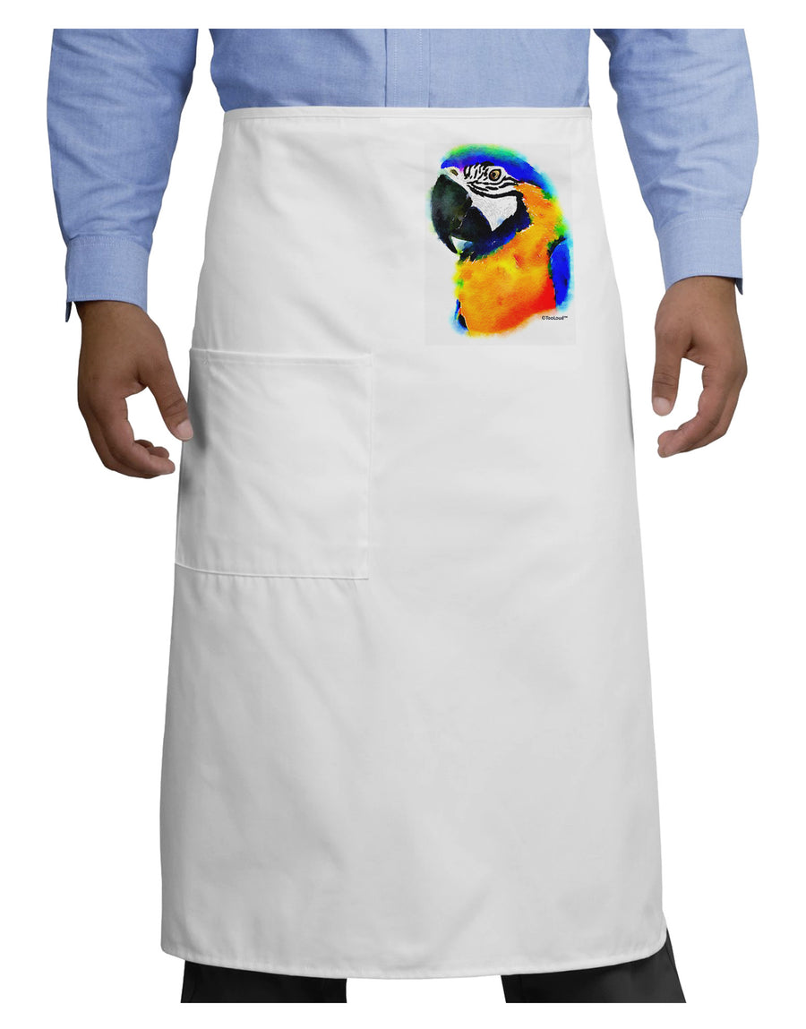 Brightly Colored Parrot Watercolor Adult Bistro Apron-Bistro Apron-TooLoud-White-One-Size-Adult-Davson Sales