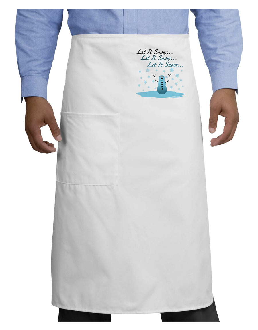 Let It Snow Happy Snowman Adult Bistro Apron-Bistro Apron-TooLoud-White-One-Size-Adult-Davson Sales