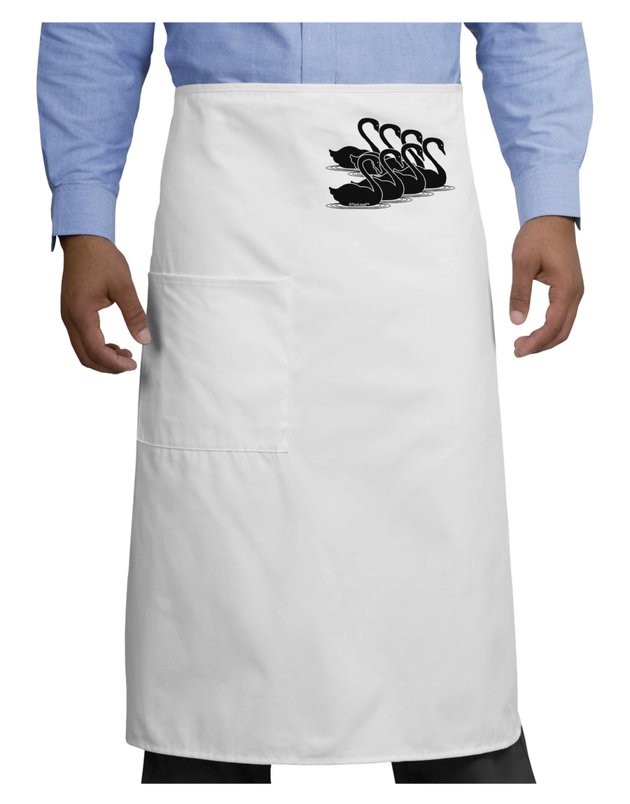 Seven Swans A Swimming Adult Bistro Apron-Bistro Apron-TooLoud-White-One-Size-Adult-Davson Sales