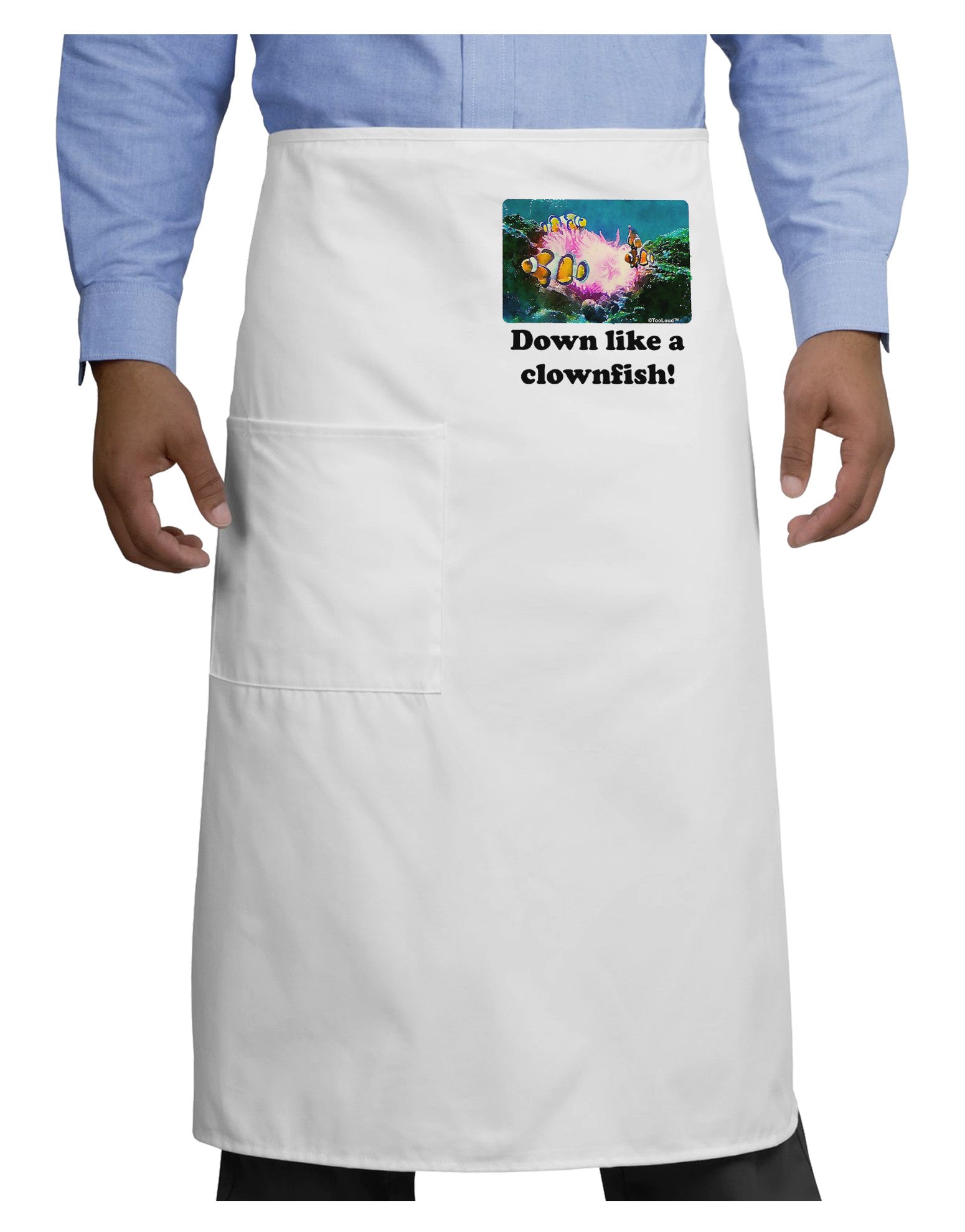 Down Like A Clownfish Adult Bistro Apron-Bistro Apron-TooLoud-White-One-Size-Adult-Davson Sales