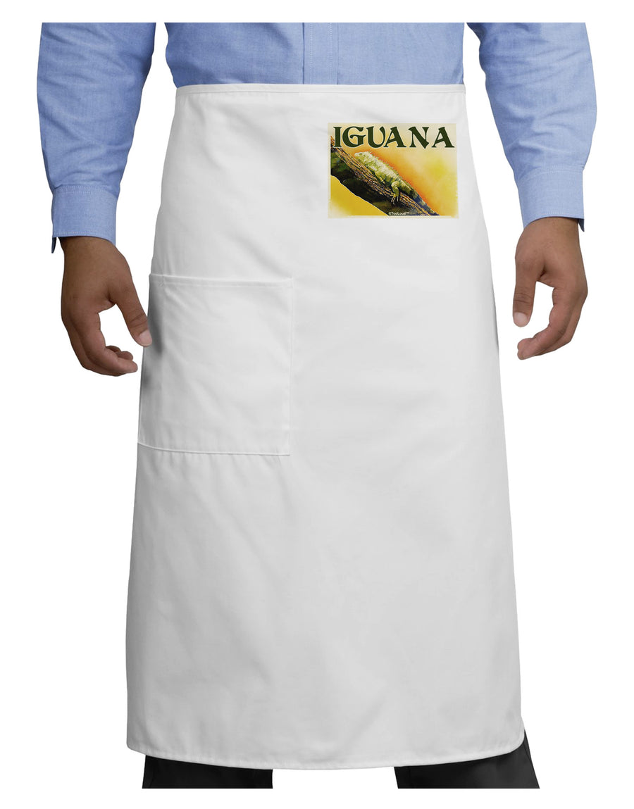 Iguana Watercolor Text Adult Bistro Apron-Bistro Apron-TooLoud-White-One-Size-Adult-Davson Sales