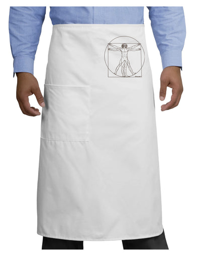 TooLoud Vitruvian Man Drawing Adult Bistro Apron-Bistro Apron-TooLoud-White-One-Size-Adult-Davson Sales