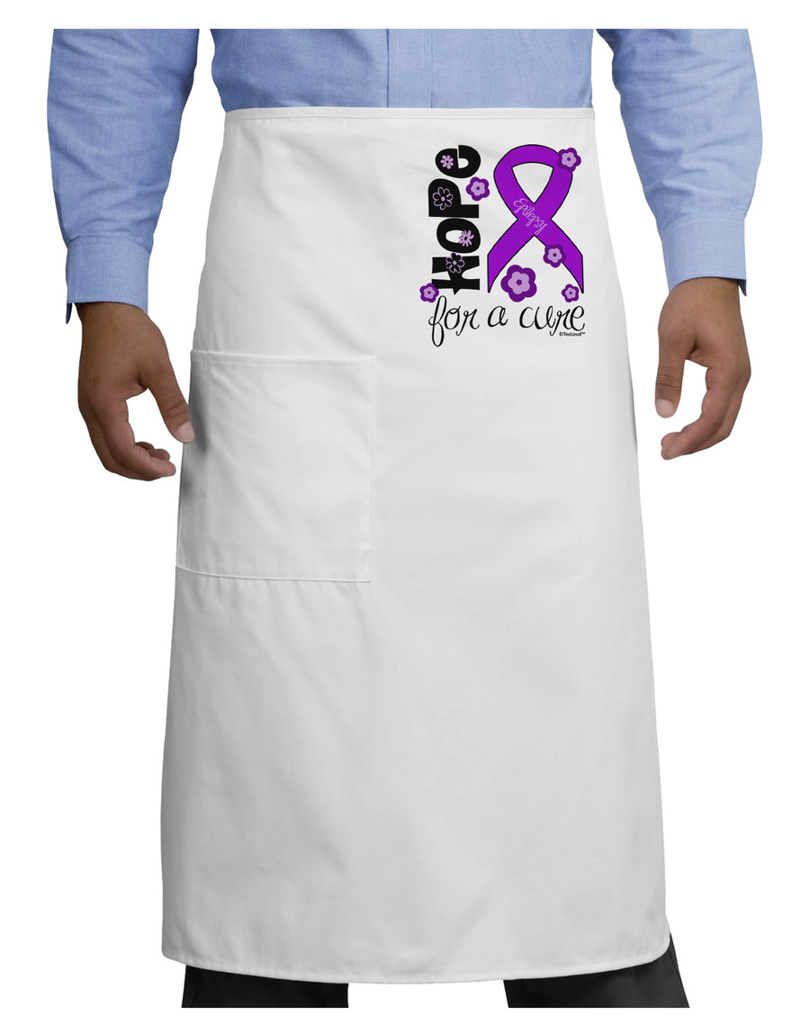 Hope for a Cure - Purple Ribbon Epilepsy - Flowers Adult Bistro Apron-Bistro Apron-TooLoud-White-One-Size-Adult-Davson Sales