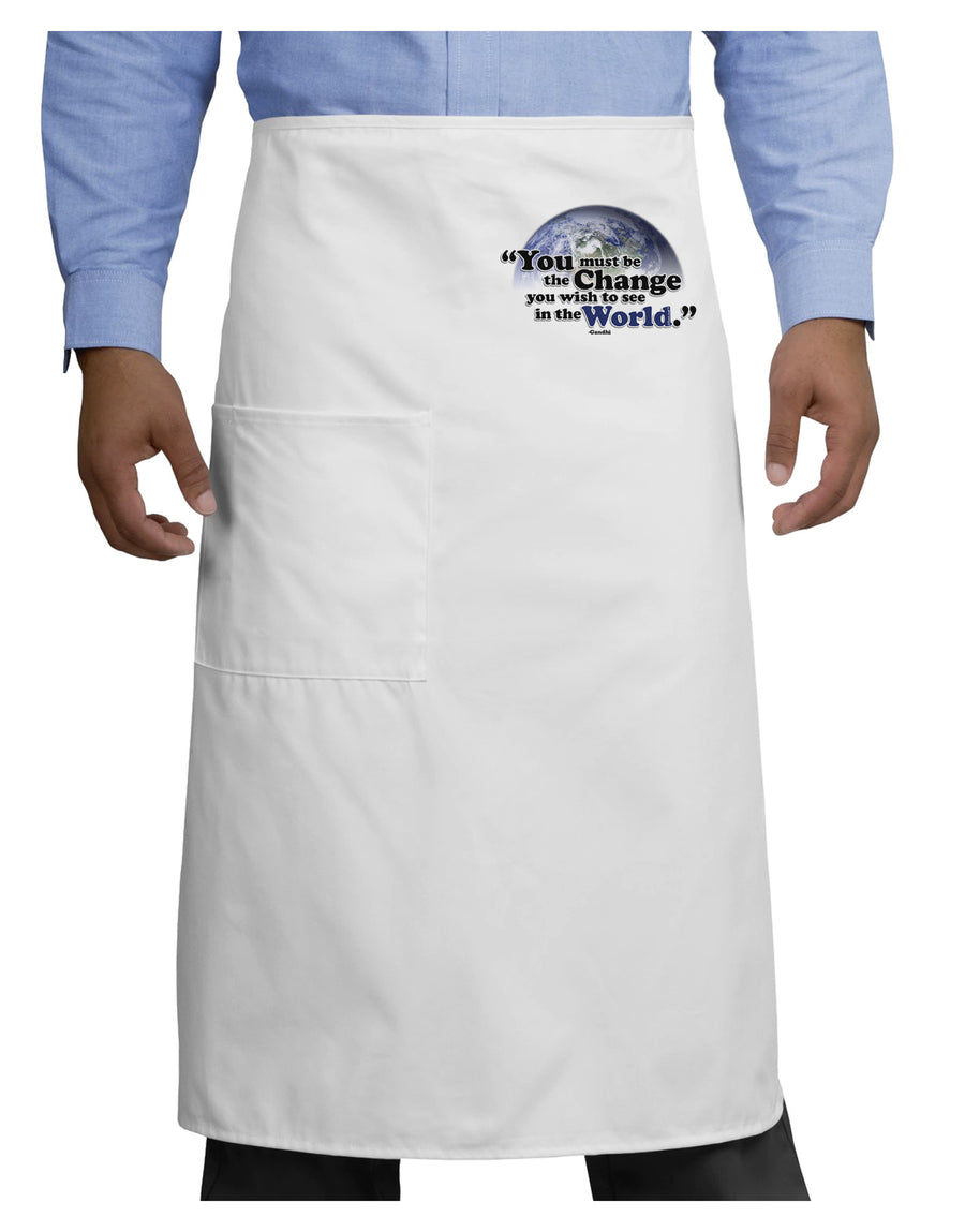 Change In The World Gandhi Adult Bistro Apron-Bistro Apron-TooLoud-White-One-Size-Adult-Davson Sales