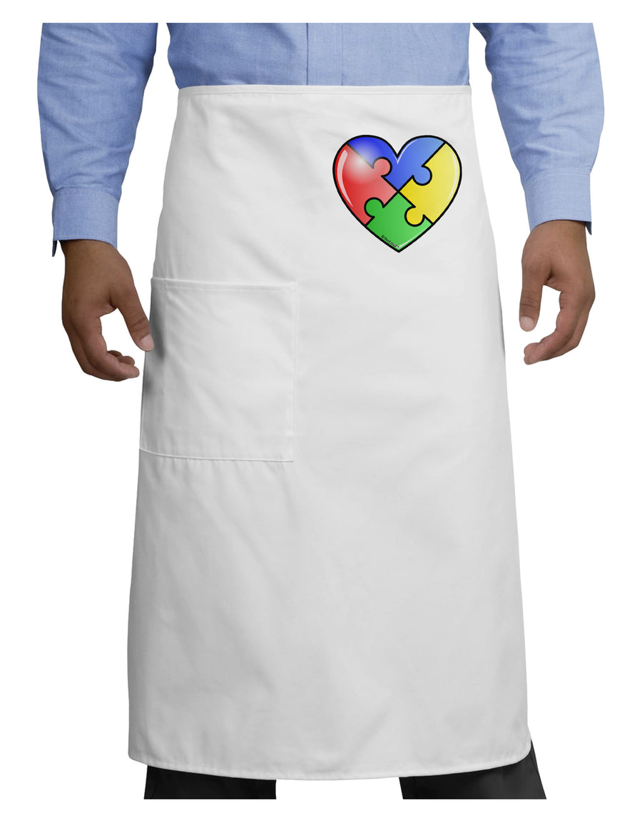 Big Puzzle Heart - Autism Awareness Adult Bistro Apron by TooLoud-Bistro Apron-TooLoud-White-One-Size-Adult-Davson Sales