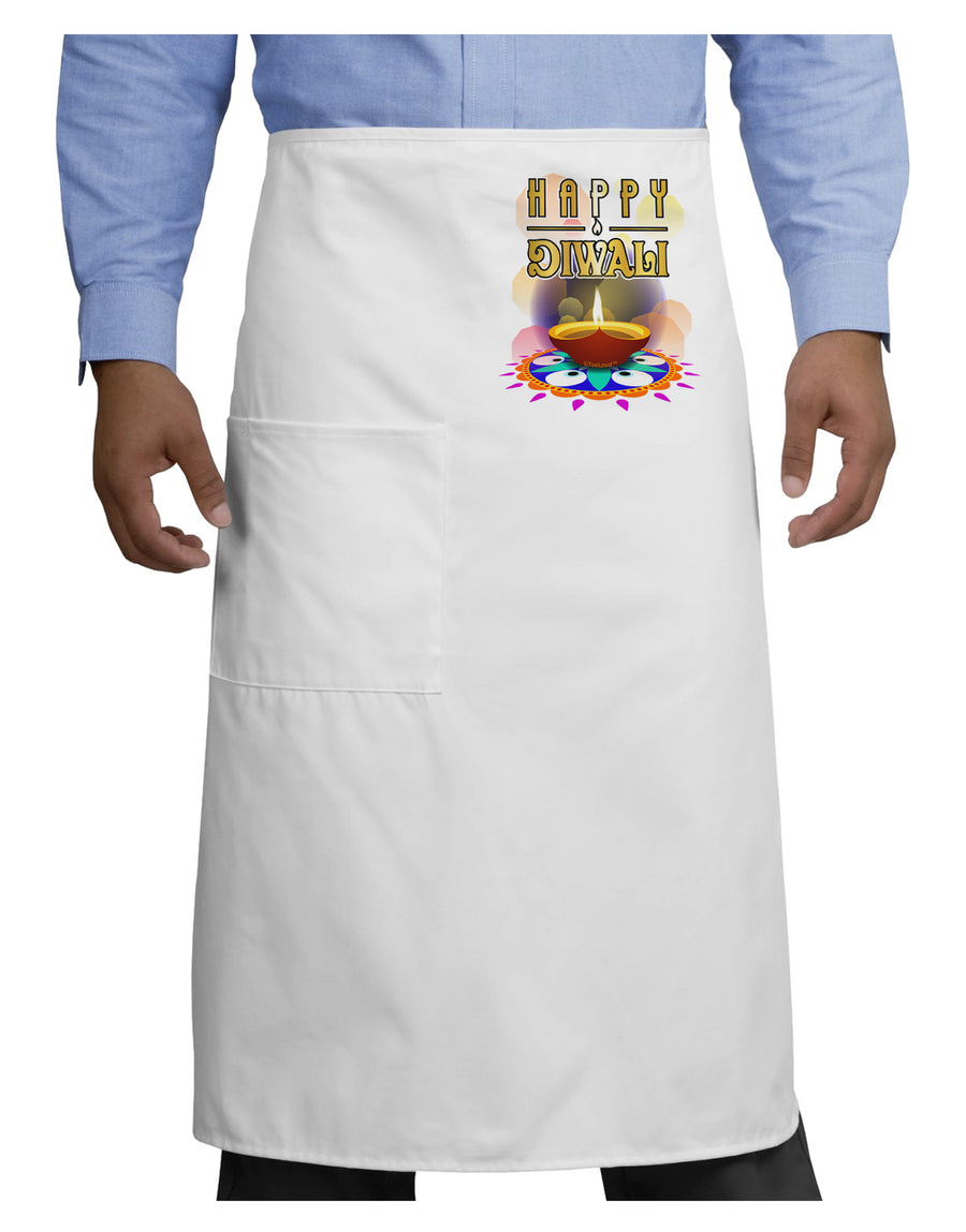 Happy Diwali - Rangoli and Diya Adult Bistro Apron by-Bistro Apron-TooLoud-White-One-Size-Adult-Davson Sales