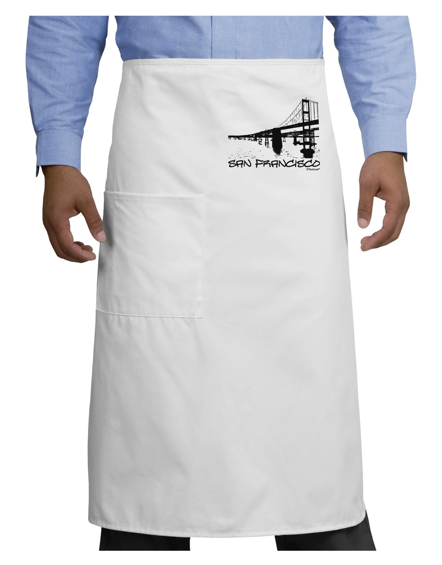 Bay Bridge Cutout Design - San Francisco Adult Bistro Apron by TooLoud-Bistro Apron-TooLoud-White-One-Size-Adult-Davson Sales