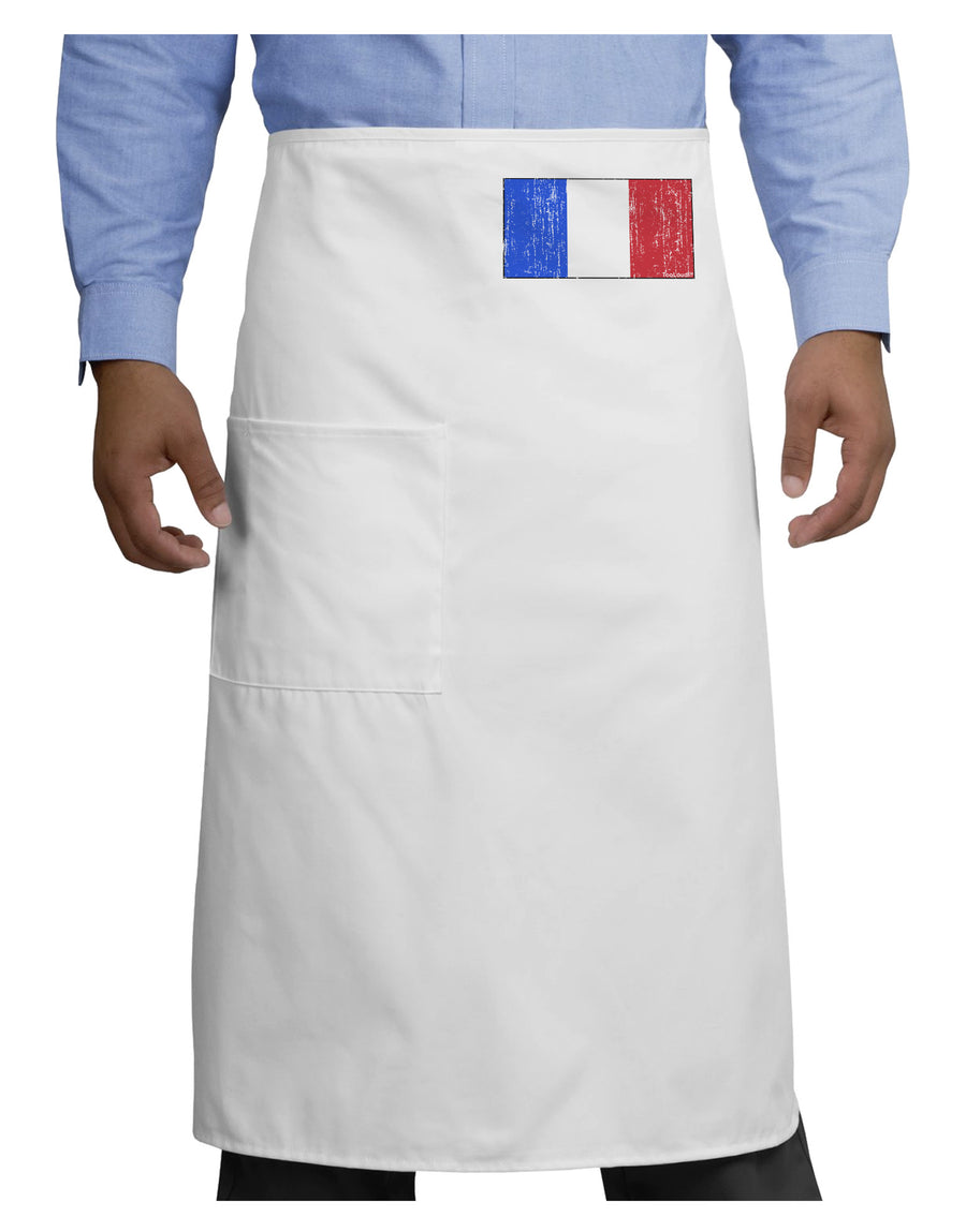 French Flag - France Distressed Adult Bistro Apron by TooLoud-Bistro Apron-TooLoud-White-One-Size-Adult-Davson Sales