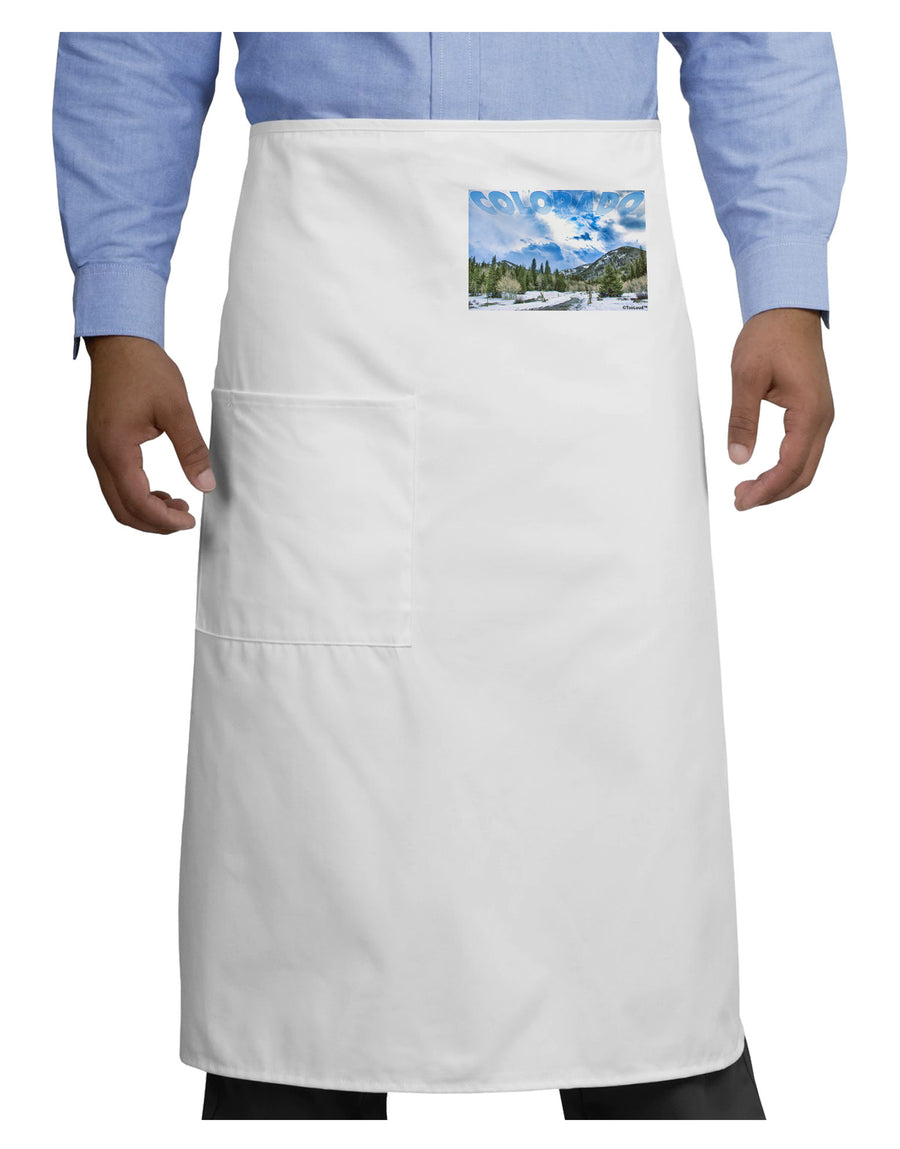 El Dora CO with Text Adult Bistro Apron-Bistro Apron-TooLoud-White-One-Size-Adult-Davson Sales