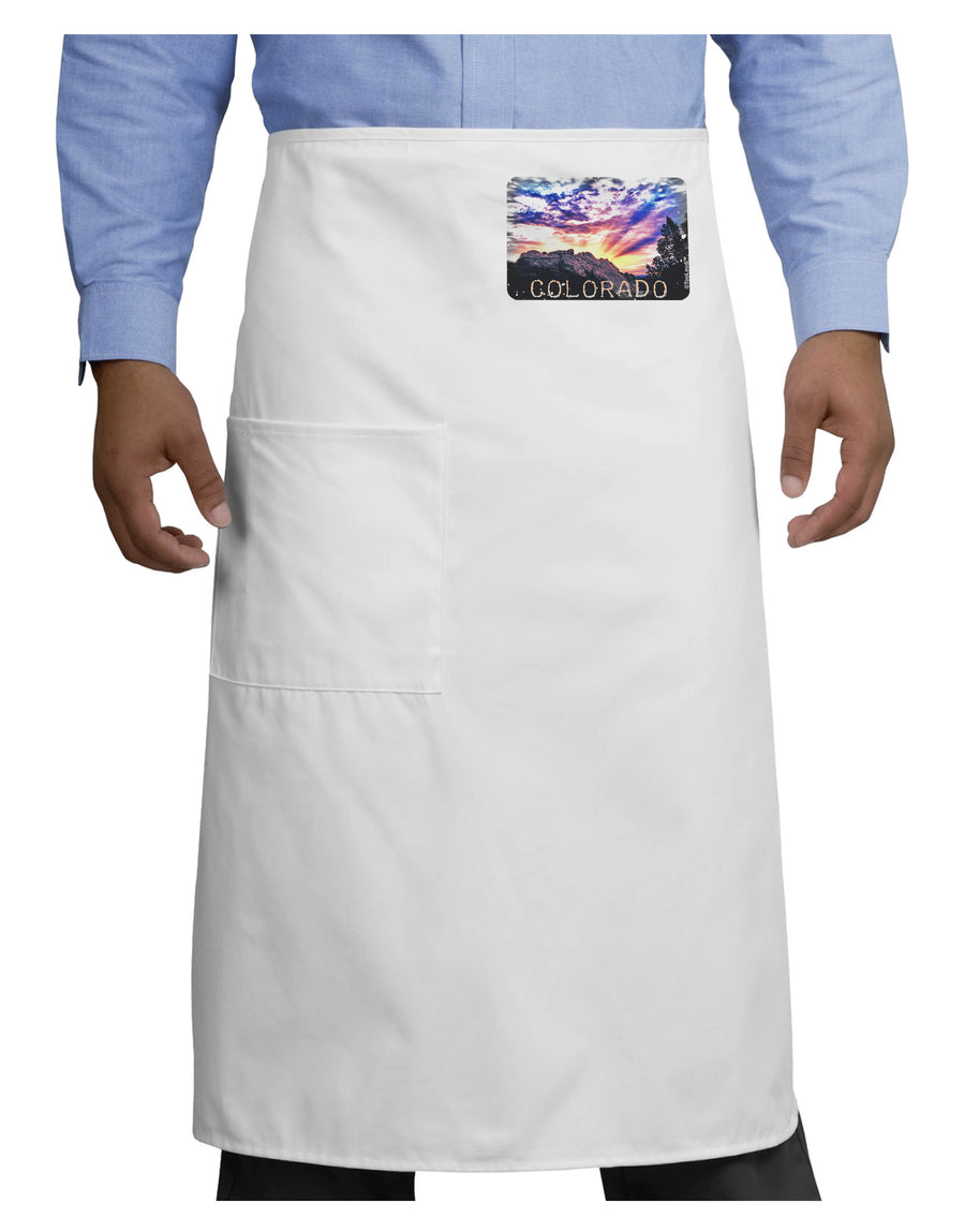 Colorado Rainbow Sunset Text Adult Bistro Apron-Bistro Apron-TooLoud-White-One-Size-Adult-Davson Sales