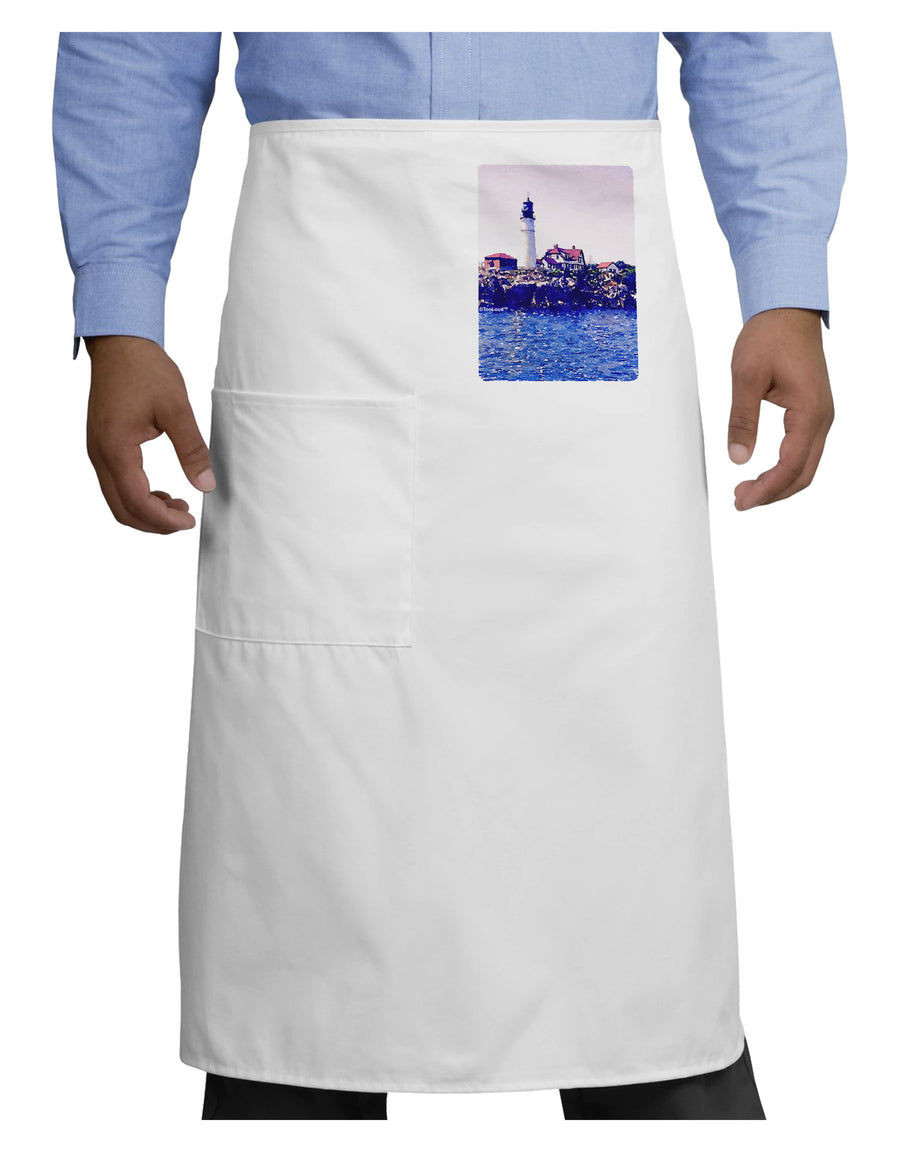 TooLoud Watercolor Lighthouse 2 Adult Bistro Apron-Bistro Apron-TooLoud-White-One-Size-Adult-Davson Sales