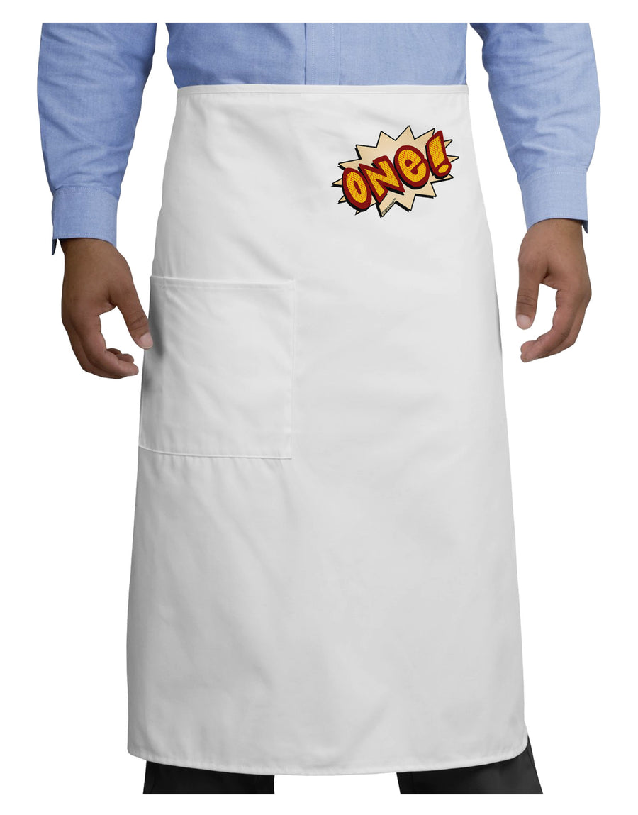 Onomatopoeia One Birthday Adult Bistro Apron-Bistro Apron-TooLoud-White-One-Size-Adult-Davson Sales