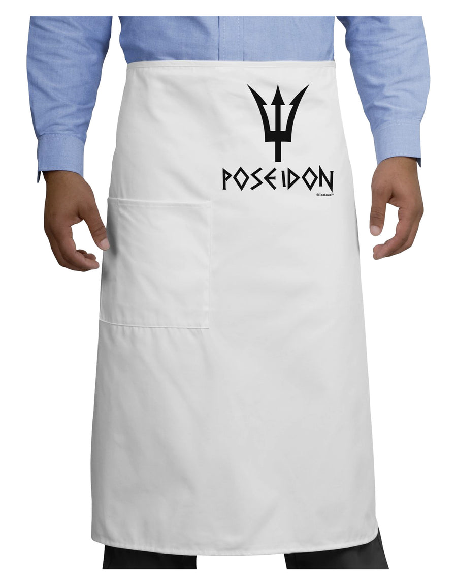 Trident of Poseidon with Text - Greek Mythology Adult Bistro Apron by TooLoud-Bistro Apron-TooLoud-White-One-Size-Adult-Davson Sales