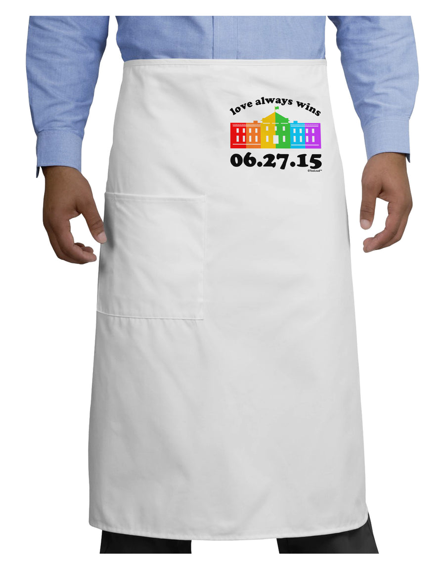 Love Always Wins with Date - Marriage Equality Adult Bistro Apron-Bistro Apron-TooLoud-White-One-Size-Adult-Davson Sales