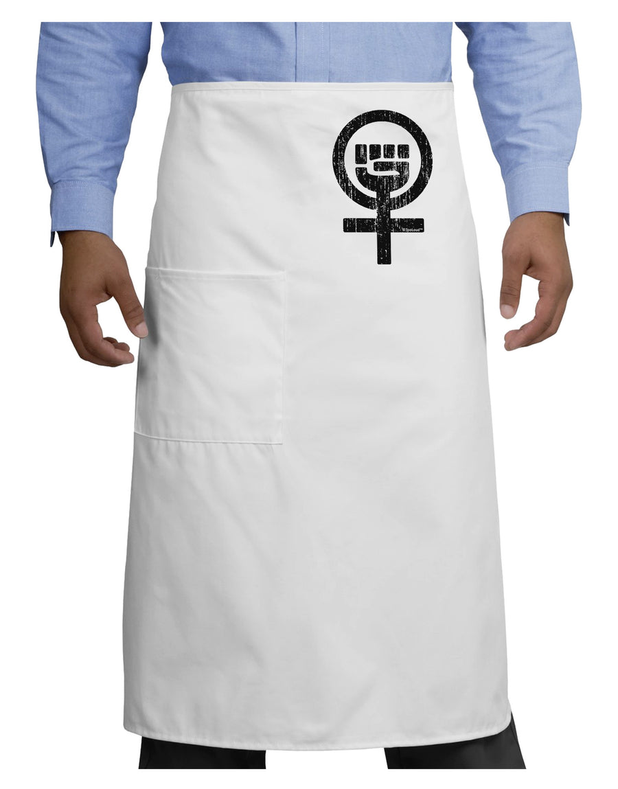 Distressed Feminism Symbol Adult Bistro Apron-Bistro Apron-TooLoud-White-One-Size-Adult-Davson Sales