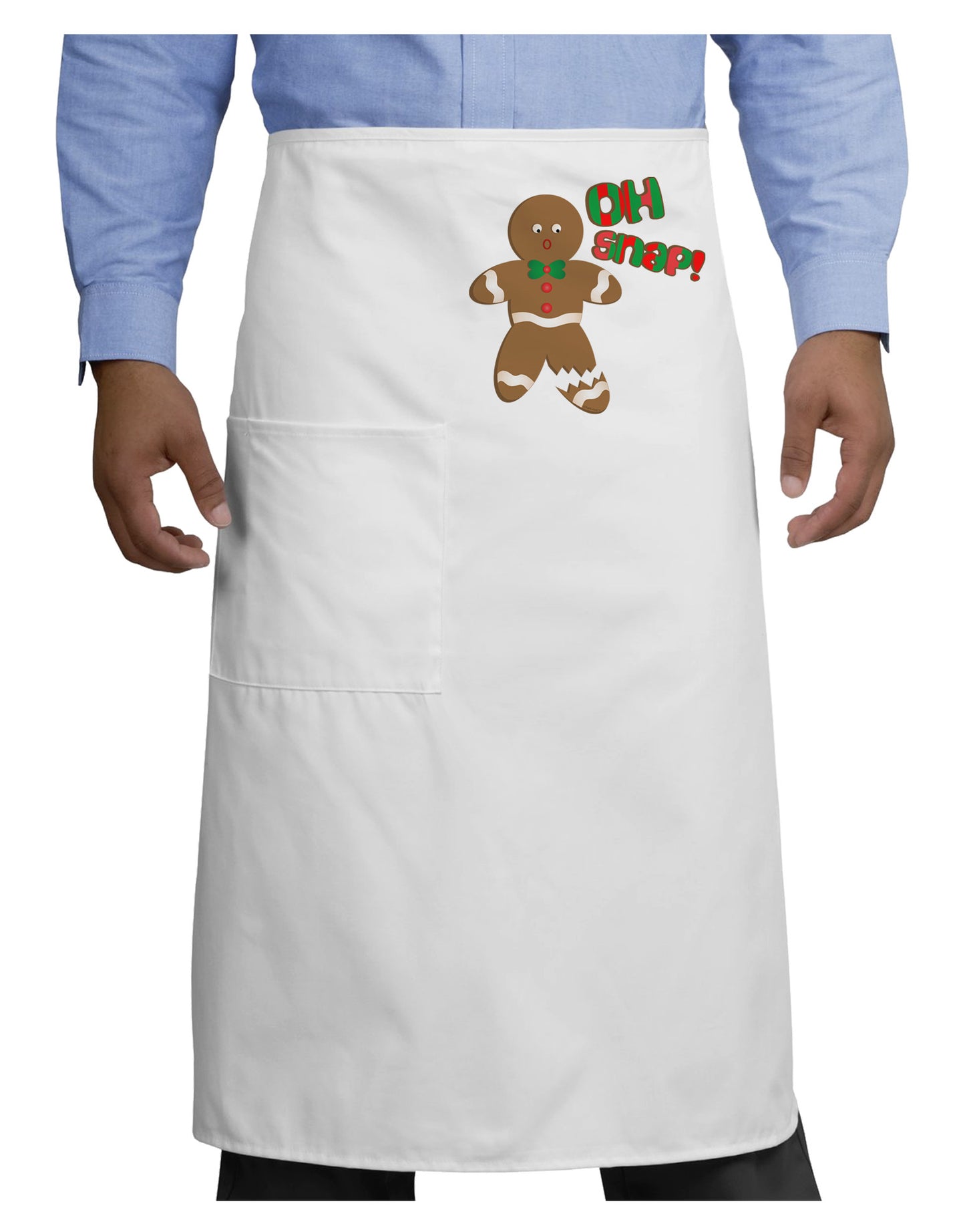 Oh Snap Gingerbread Man Christmas Adult Bistro Apron-Bistro Apron-TooLoud-White-One-Size-Adult-Davson Sales