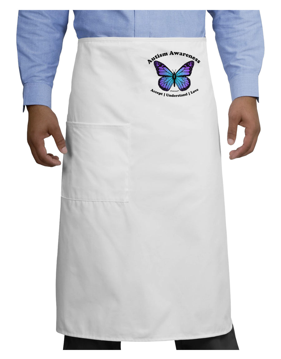 Autism Awareness - Puzzle Piece Butterfly Adult Bistro Apron-Bistro Apron-TooLoud-White-One-Size-Adult-Davson Sales