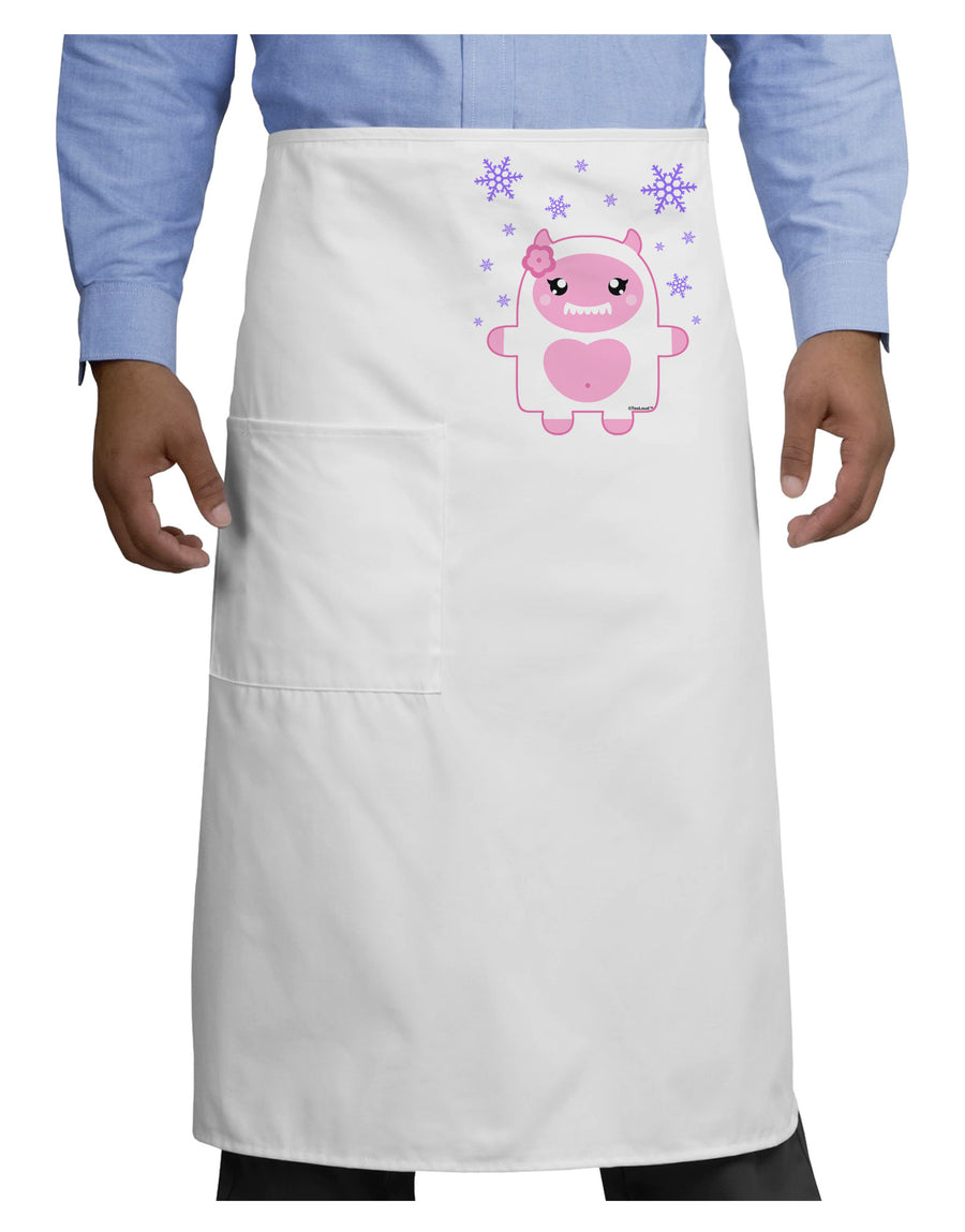 Cute Abominable Snowman Girl Yeti - Christmas Adult Bistro Apron-Bistro Apron-TooLoud-White-One-Size-Adult-Davson Sales