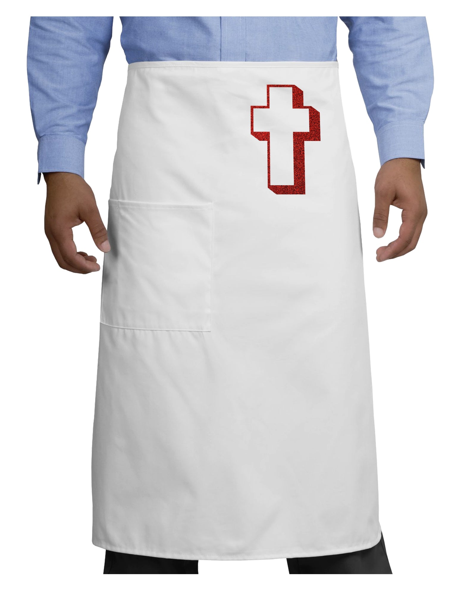 Simple Cross Design Glitter - Red Adult Bistro Apron by TooLoud-Bistro Apron-TooLoud-White-One-Size-Adult-Davson Sales