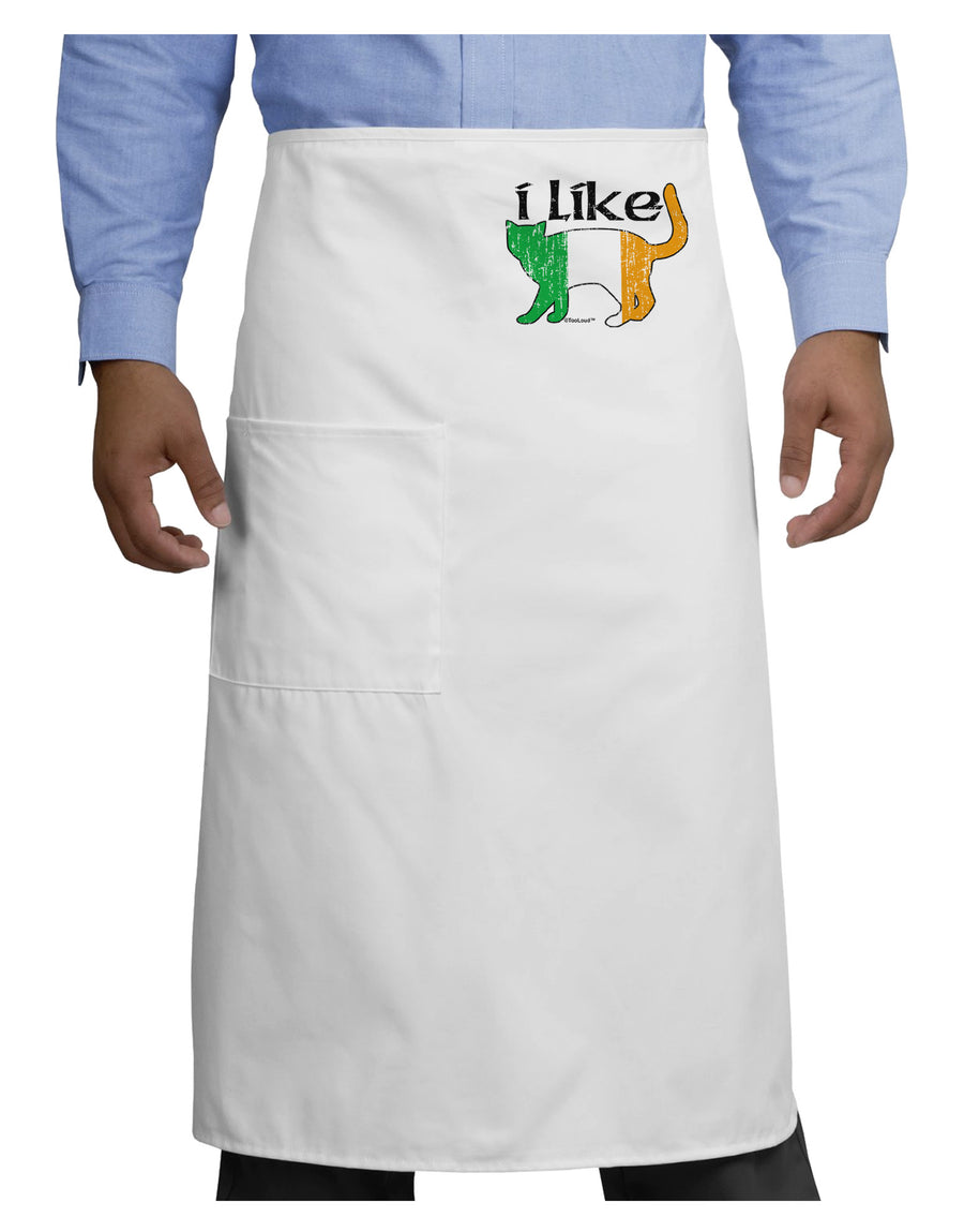 I Like Irish Cat Silhouette Adult Bistro Apron by TooLoud-Bistro Apron-TooLoud-White-One-Size-Adult-Davson Sales