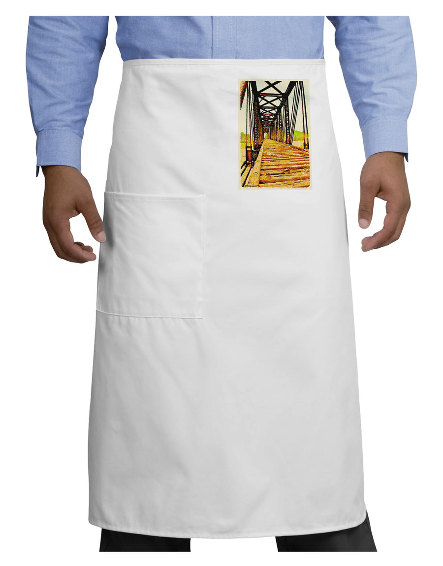 Colorado Bridge Watercolor Adult Bistro Apron-Bistro Apron-TooLoud-White-One-Size-Adult-Davson Sales