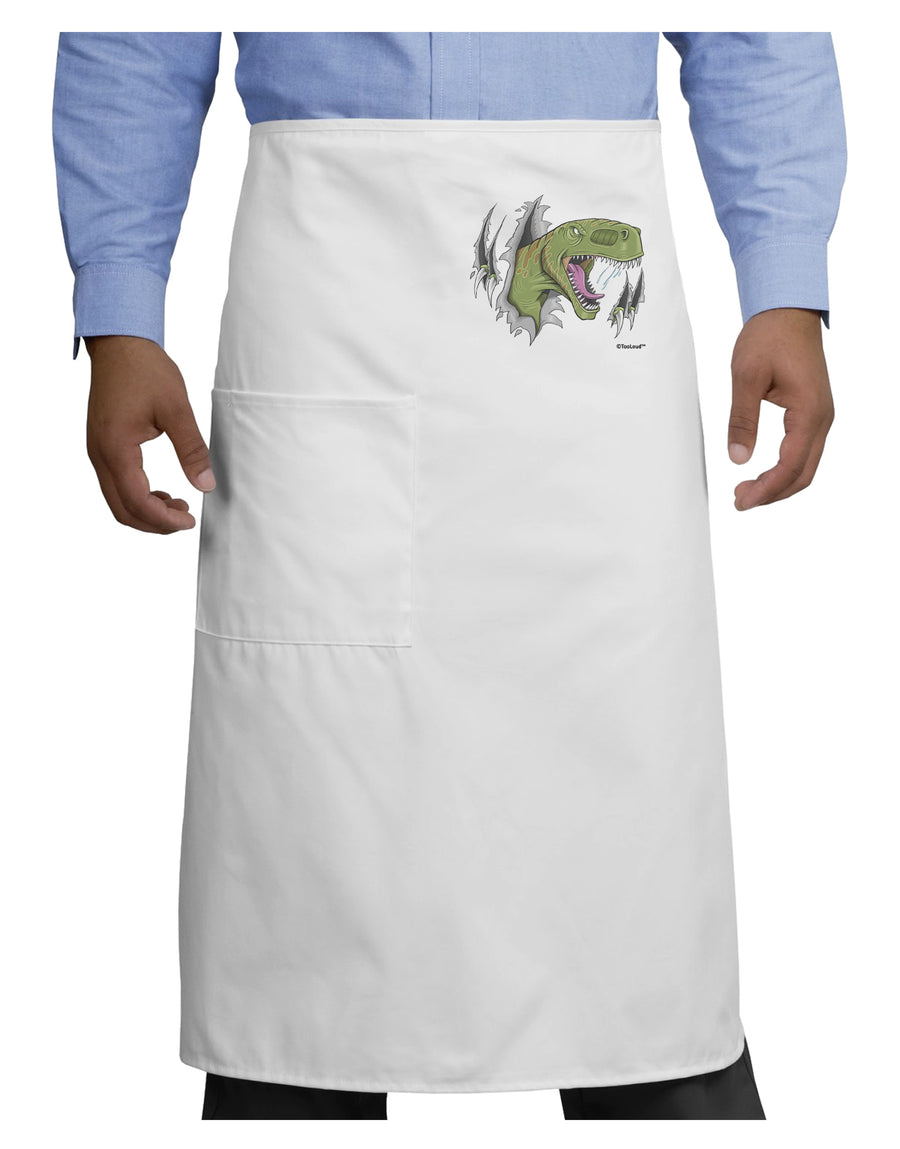 Green Dinosaur Breaking Free Adult Bistro Apron by TooLoud-Bistro Apron-TooLoud-White-One-Size-Adult-Davson Sales