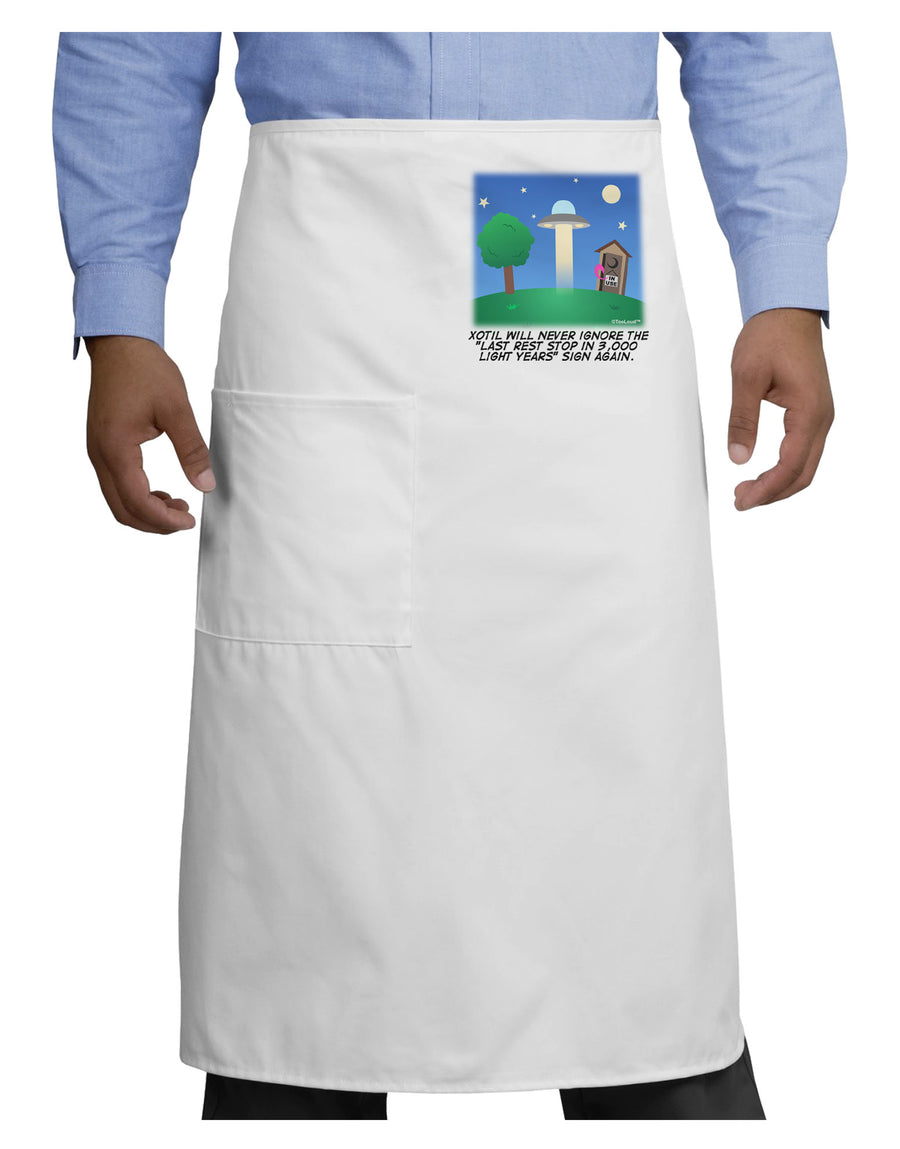 UFO Stopping At an Out-house Text Adult Bistro Apron by TooLoud-Bistro Apron-TooLoud-White-One-Size-Adult-Davson Sales