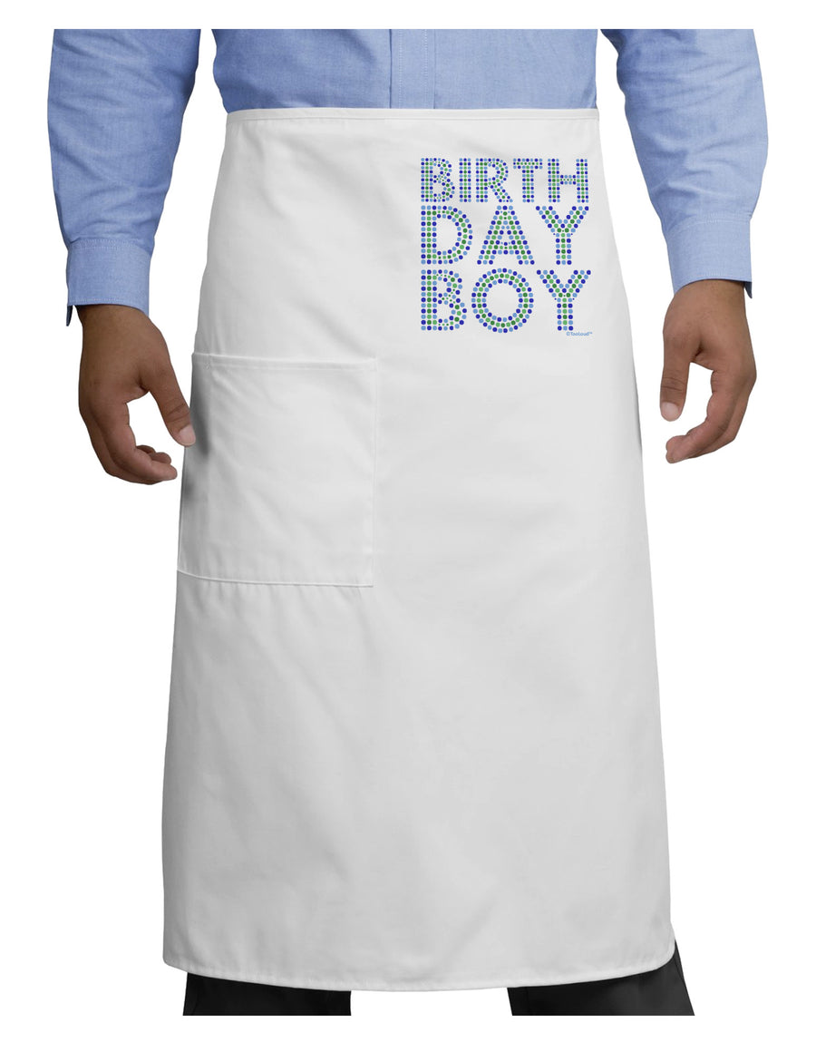 Birthday Boy - Blue and Green Dots Adult Bistro Apron by TooLoud-Bistro Apron-TooLoud-White-One-Size-Adult-Davson Sales