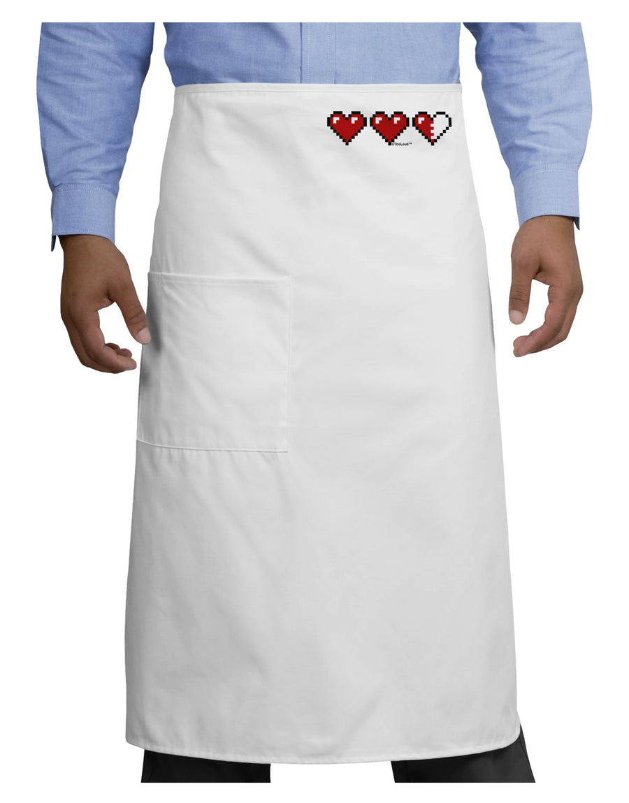 Couples Pixel Heart Life Bar - Left Adult Bistro Apron by TooLoud-Bistro Apron-TooLoud-White-One-Size-Adult-Davson Sales