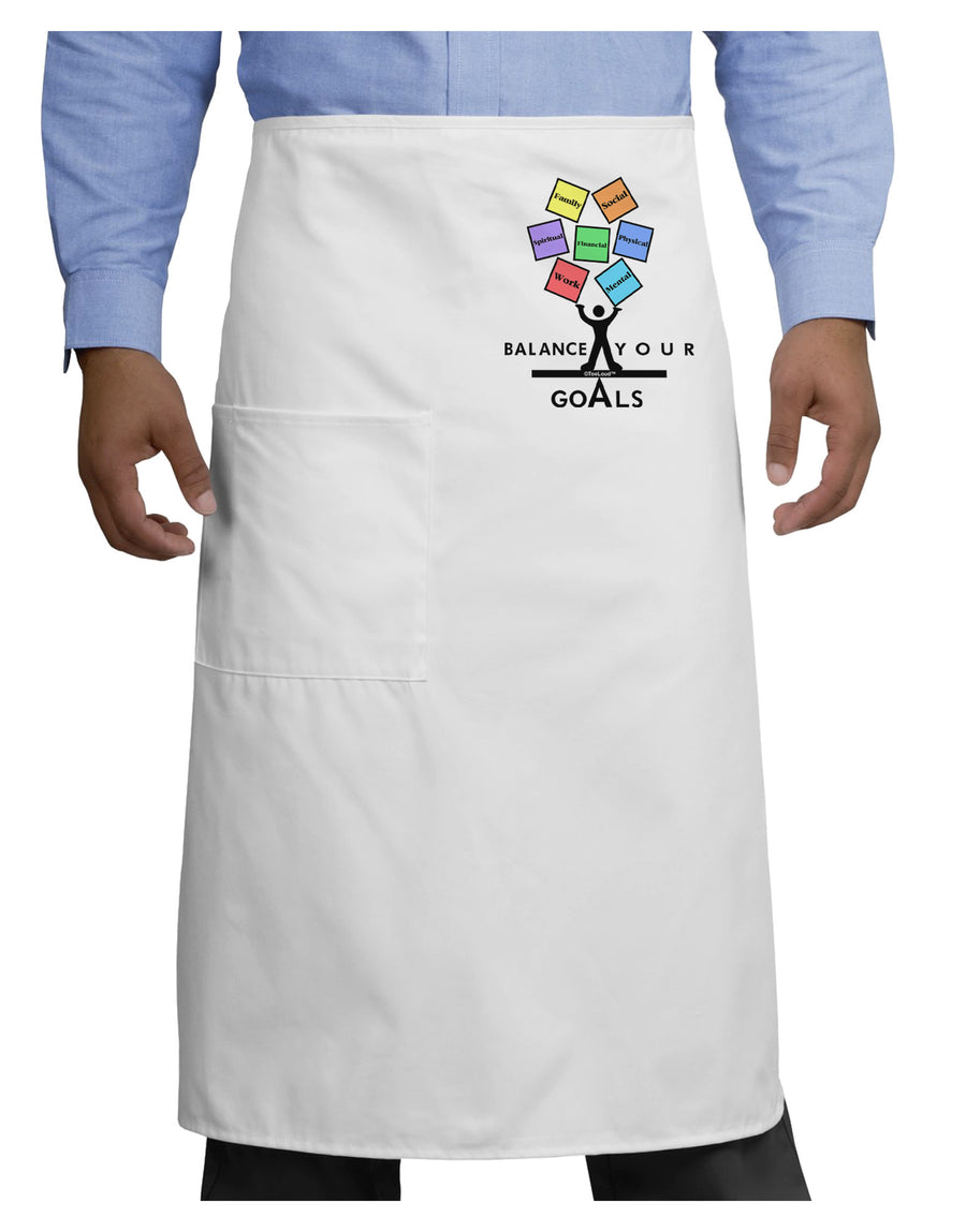 Balance Your Goals Adult Bistro Apron-Bistro Apron-TooLoud-White-One-Size-Adult-Davson Sales