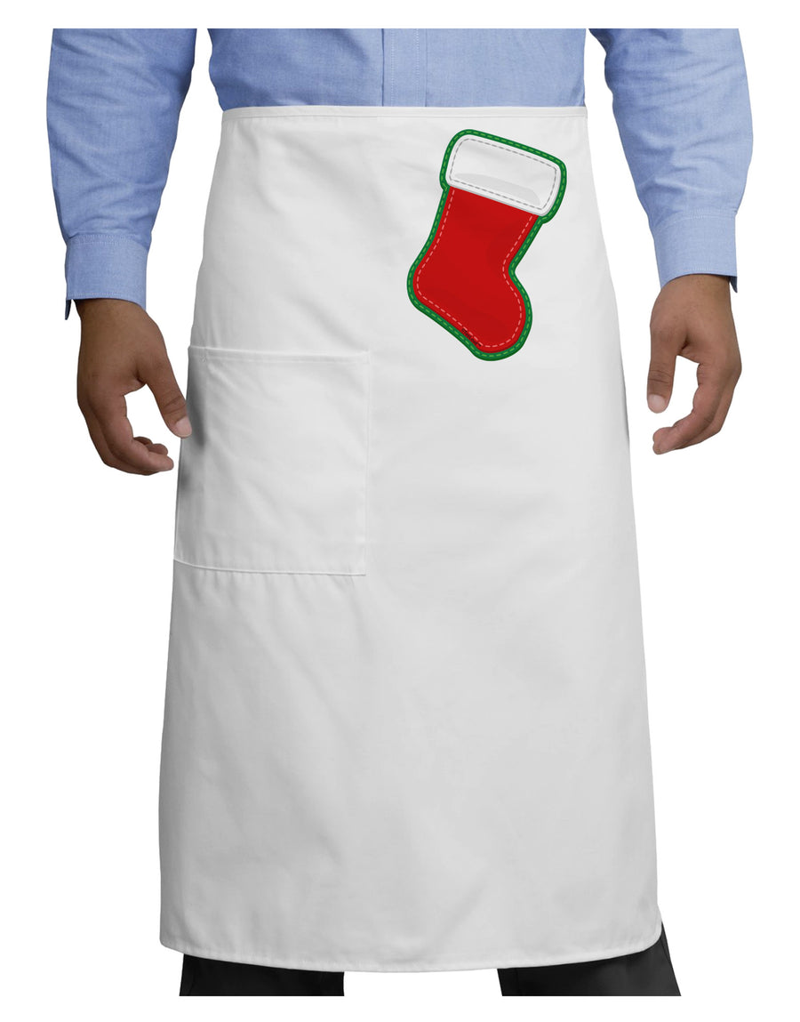 Cute Faux Applique Christmas Stocking Adult Bistro Apron-Bistro Apron-TooLoud-White-One-Size-Adult-Davson Sales