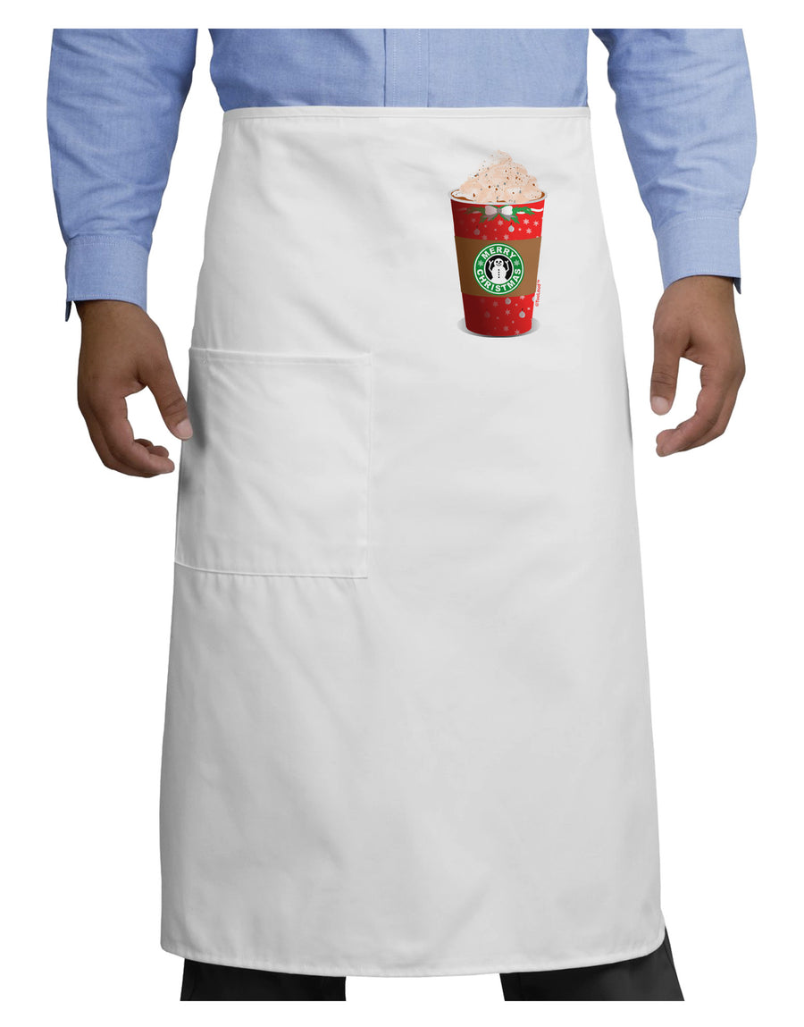 Merry Christmas Latte Cup Adult Bistro Apron-Bistro Apron-TooLoud-White-One-Size-Adult-Davson Sales