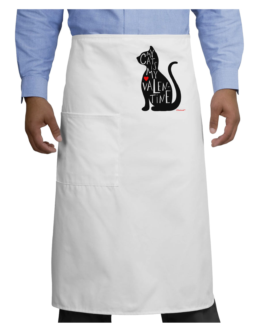 My Cat Is My Valentine Adult Bistro Apron by TooLoud-Bistro Apron-TooLoud-White-One-Size-Adult-Davson Sales