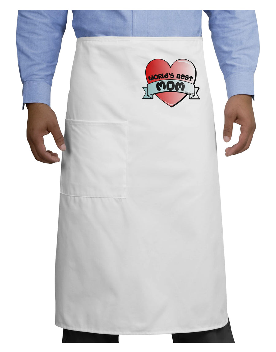 World's Best Mom - Heart Banner Design Adult Bistro Apron by TooLoud-Bistro Apron-TooLoud-White-One-Size-Adult-Davson Sales