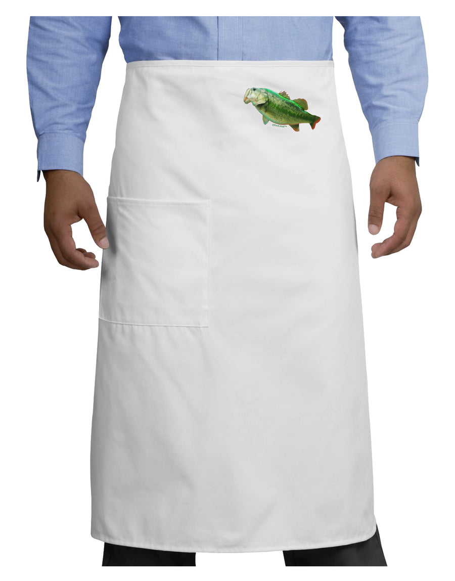 Big Bass Fish Adult Bistro Apron-Bistro Apron-TooLoud-White-One-Size-Adult-Davson Sales