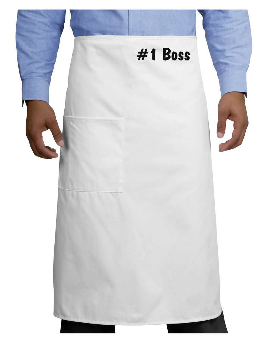 #1 Boss Text - Boss Day Adult Bistro Apron-Bistro Apron-TooLoud-White-One-Size-Adult-Davson Sales
