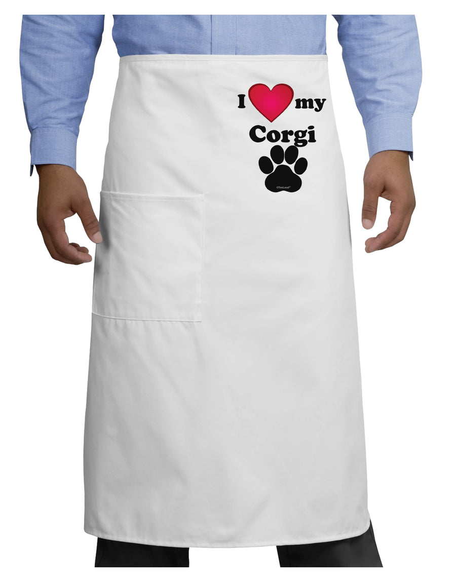 I Heart My Corgi Adult Bistro Apron by TooLoud-Bib Apron-TooLoud-White-One-Size-Adult-Davson Sales