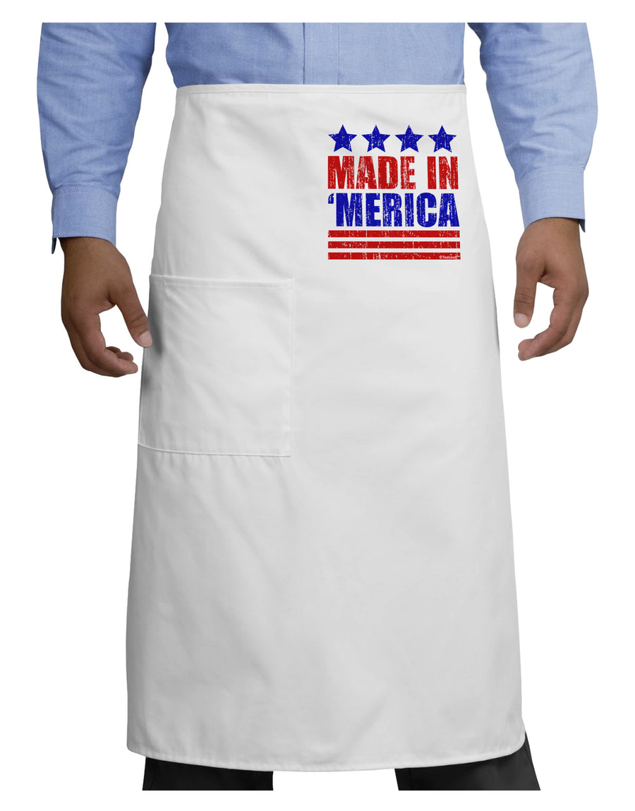 Made in Merica - Stars and Stripes Color Design Adult Bistro Apron-Bistro Apron-TooLoud-White-One-Size-Adult-Davson Sales