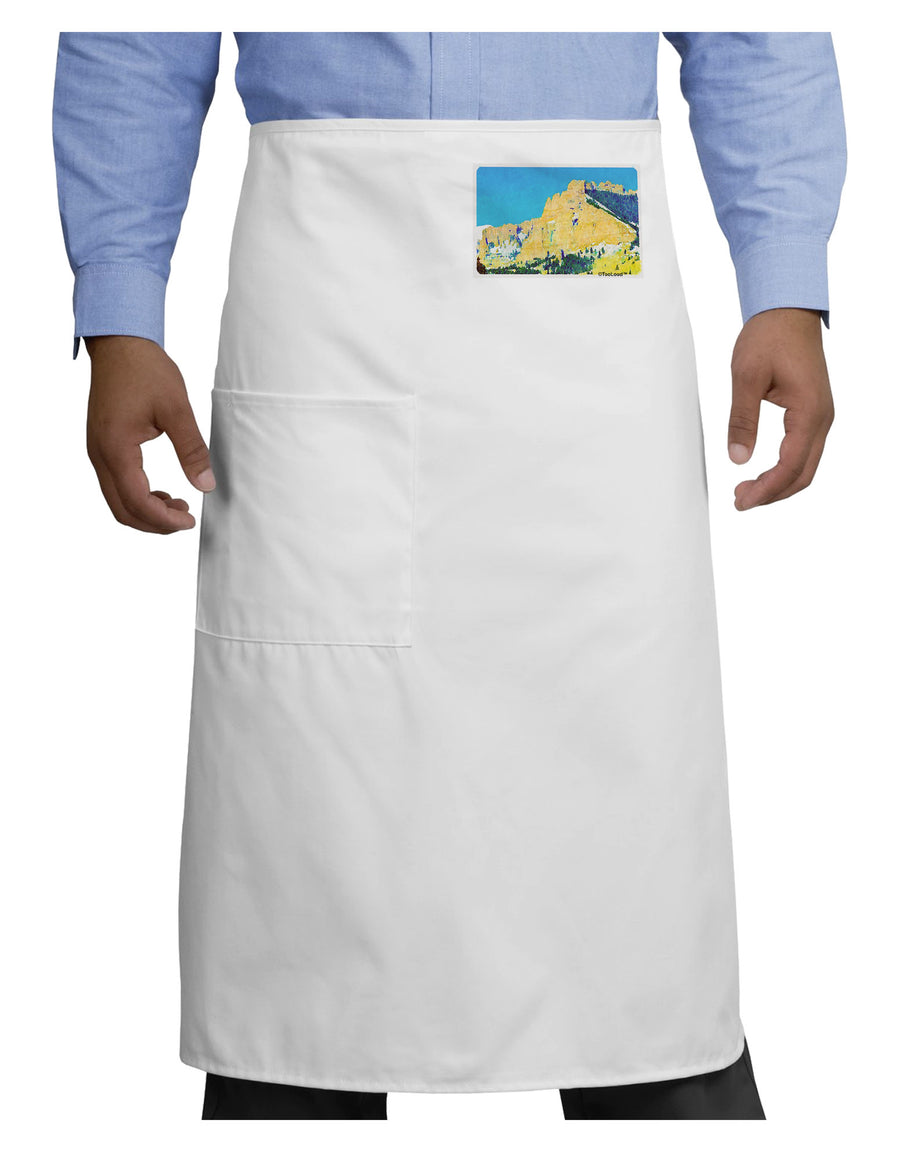 Colorado Snowy Mtns WaterColor Adult Bistro Apron-Bistro Apron-TooLoud-White-One-Size-Adult-Davson Sales