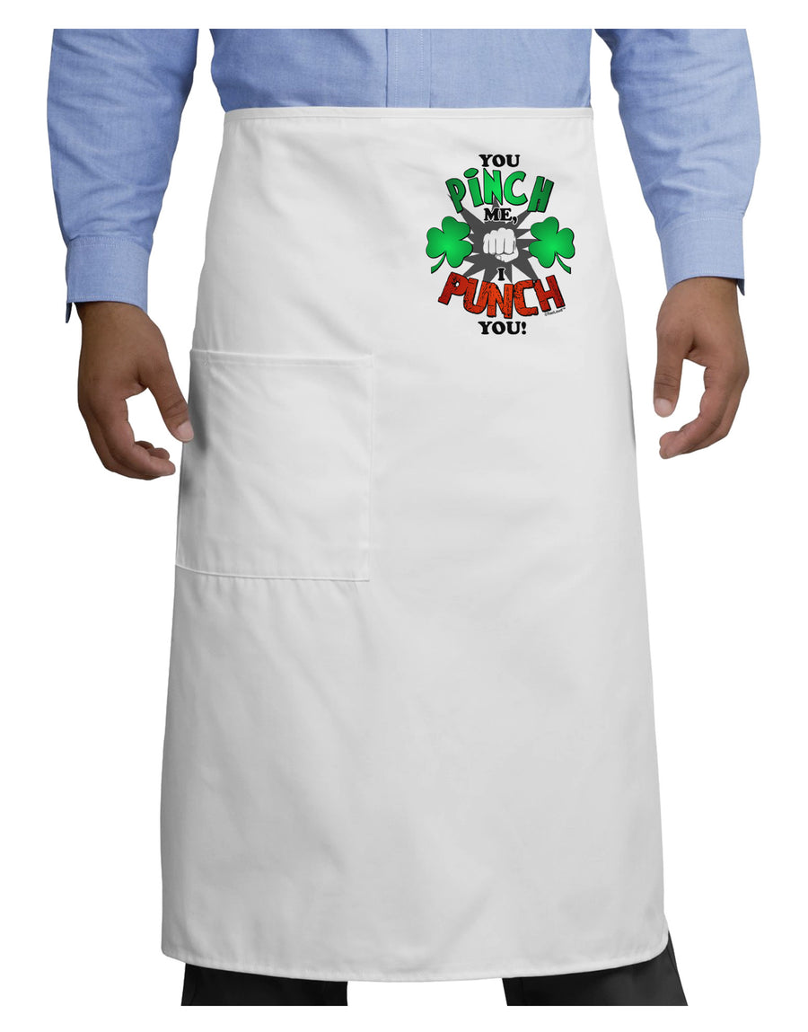 You Pinch Me I Punch You Adult Bistro Apron-Bistro Apron-TooLoud-White-One-Size-Adult-Davson Sales